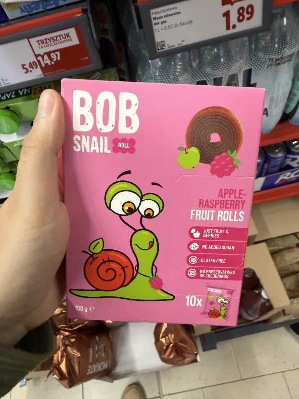 Bob Snail Roll Apple-Raspberry Fruit Rolls / Przekąski jabłkowo-malinowe | 100g
