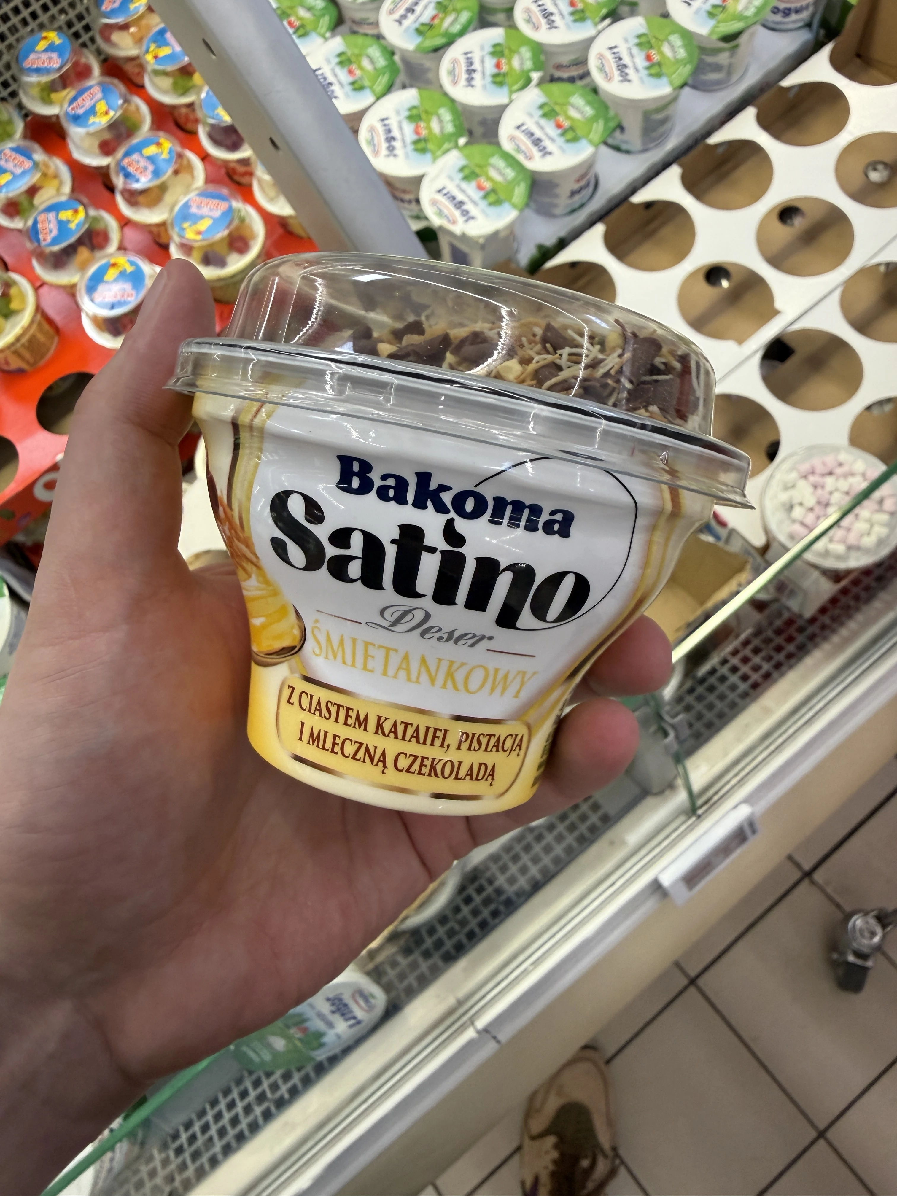 Bakoma Satino Deser Śmietankowy z ciastem kataifi, pistacją i mleczną czekoladą | 144g