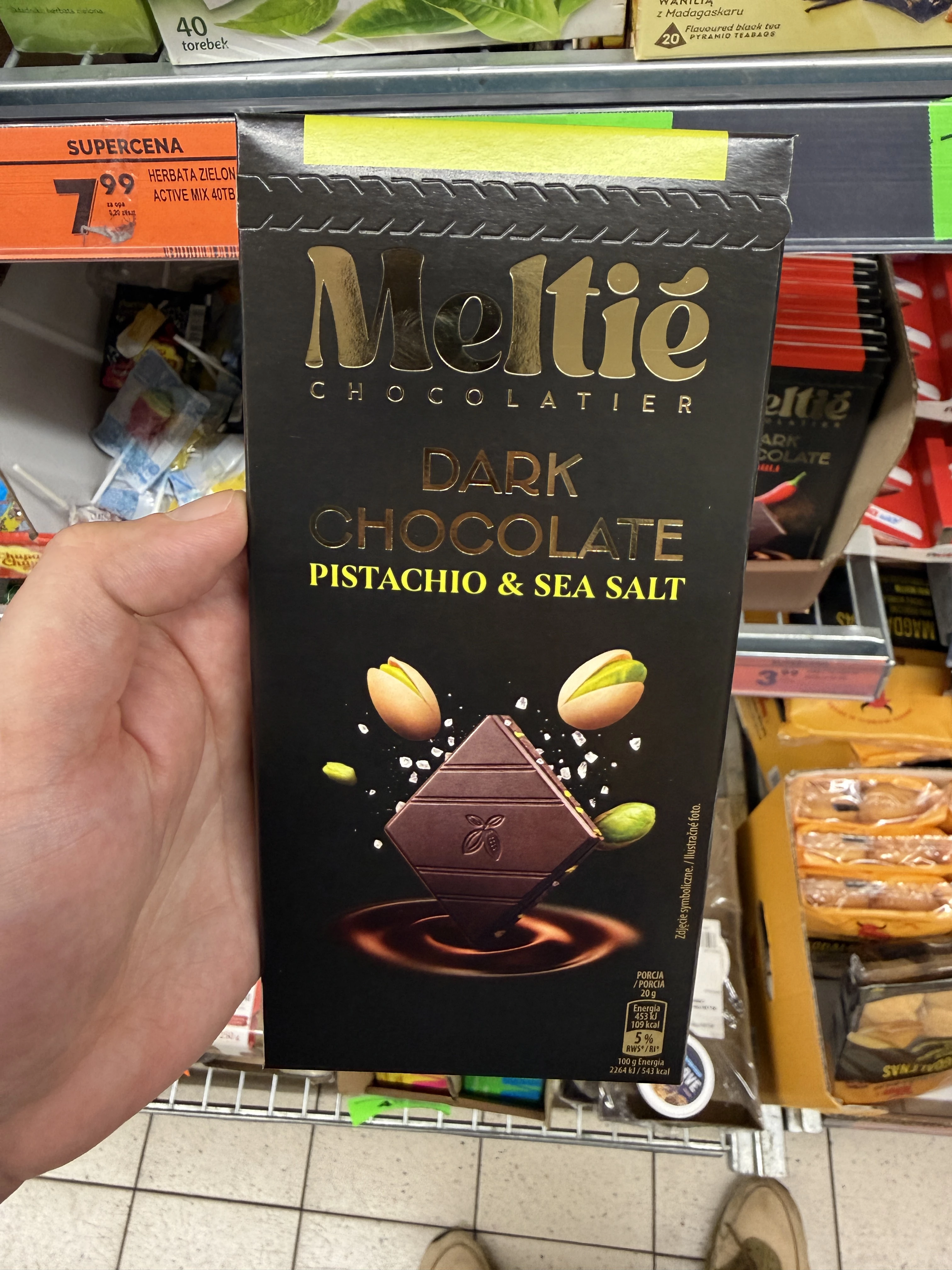 Meltié Chocolatier Dark Chocolate Pistachio & Sea Salt | 100g