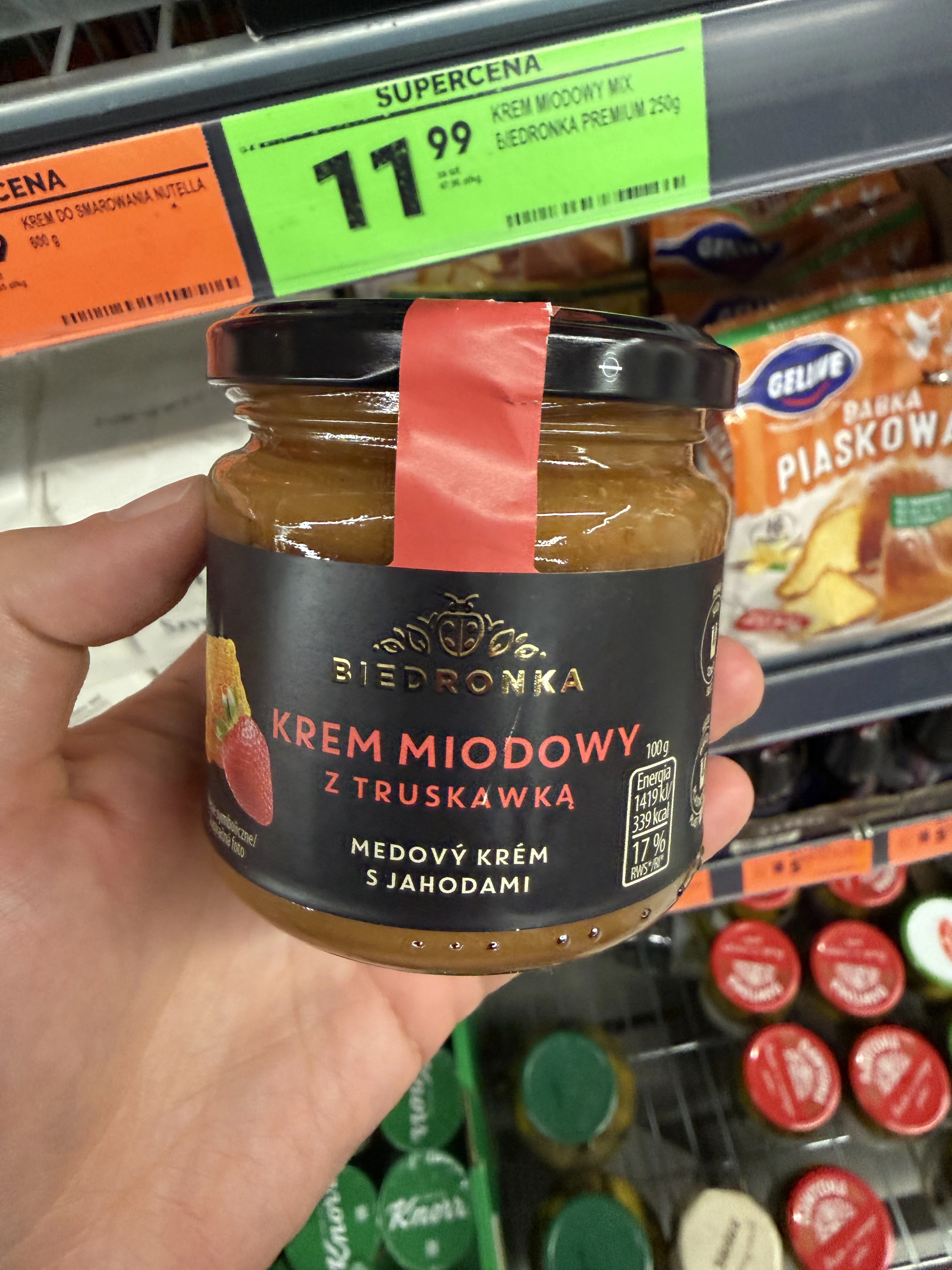 Biedronka Krem Miodowy z Truskawką | 250g