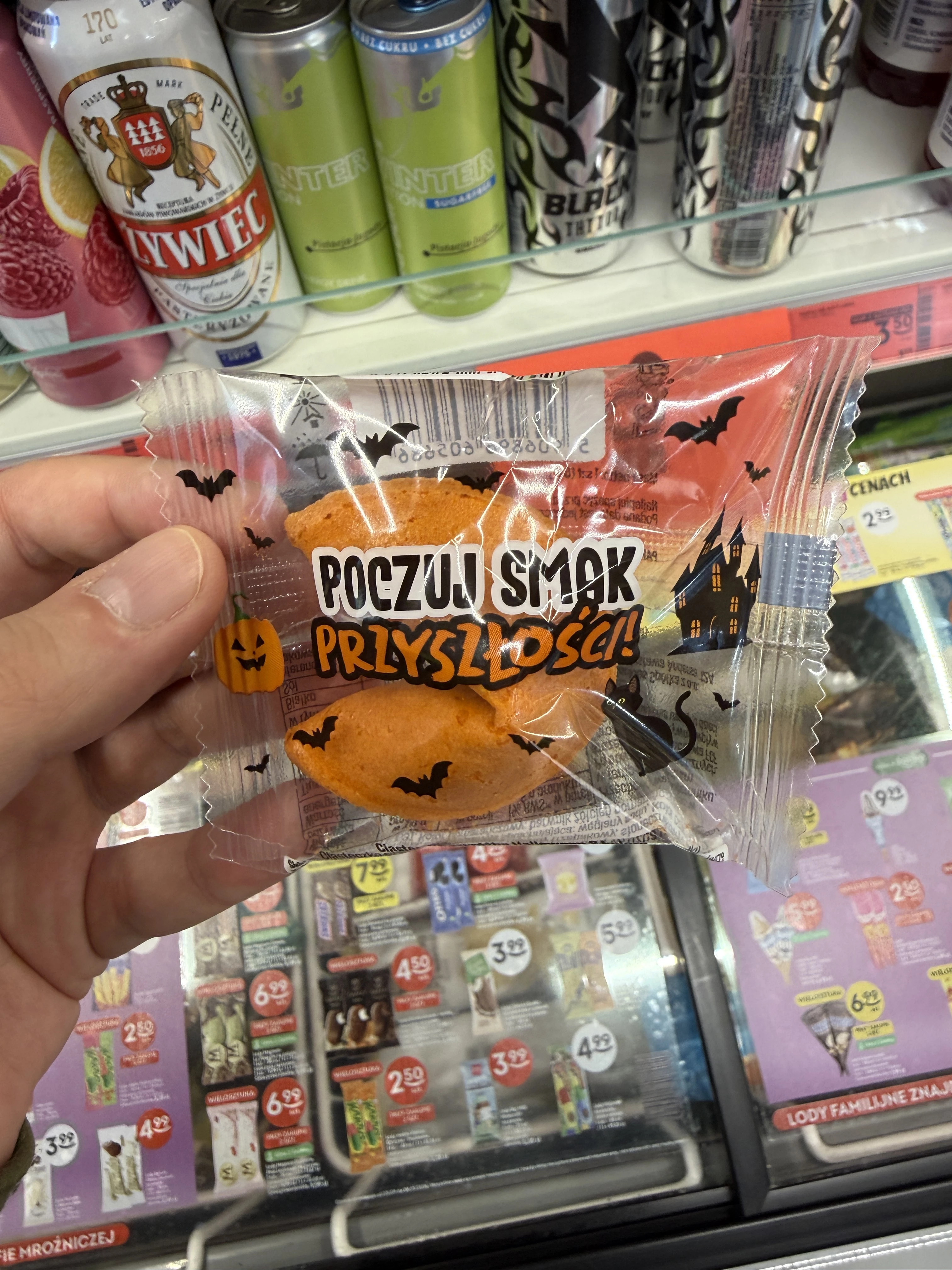 Fortune Cookies Ciasteczko z wróżbą na Halloween „Poczuj smak przyszłości!” (pomarańczowe) | 6g