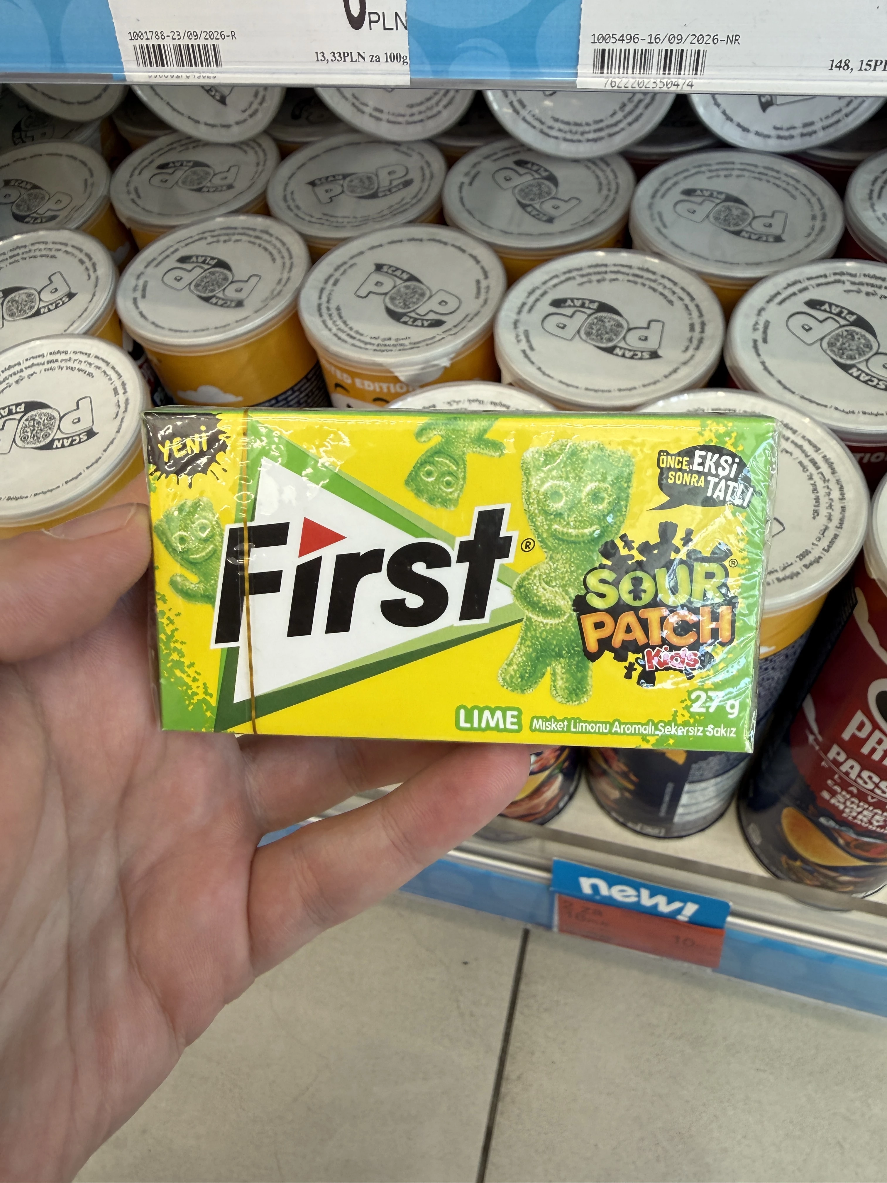 First Sour Patch Kids Lime / bezcukrowa guma do żucia o smaku limonki | 27g