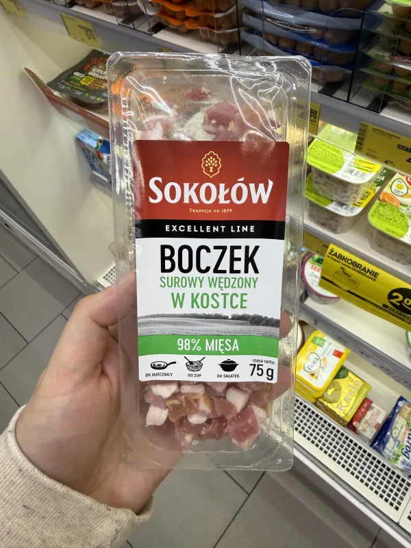 Sokołów Boczek surowy wędzony w kostce Excellent Line | 75g