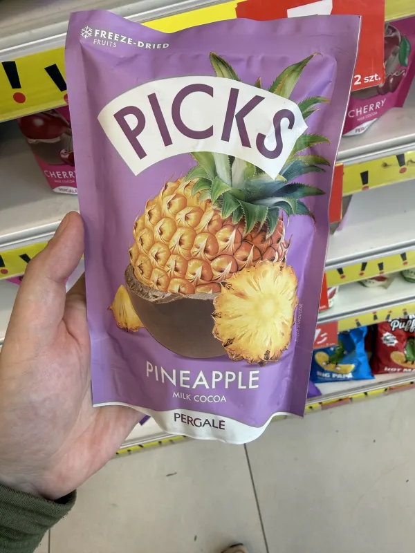 Pergalė Picks Pineapple Milk Cocoa / Drażetki z liofilizowanym ananasem w polewie mleczno-kakaowej | 90g