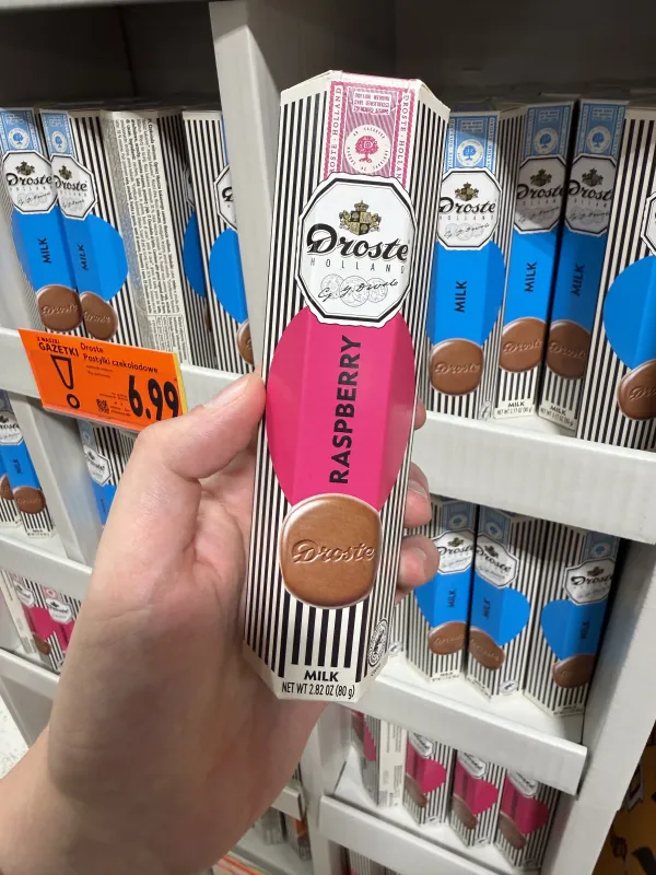 Droste Milk Raspberry Pastilles / Pastylki z czekolady mlecznej z cząstkami malin | 80g