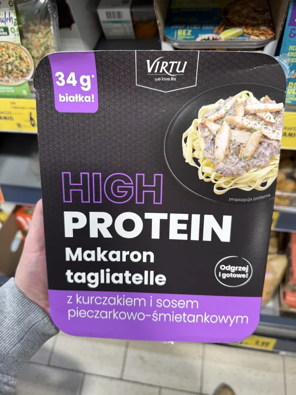 Virtu High Protein Makaron tagliatelle z kurczakiem i sosem pieczarkowo-śmietankowym | 400g