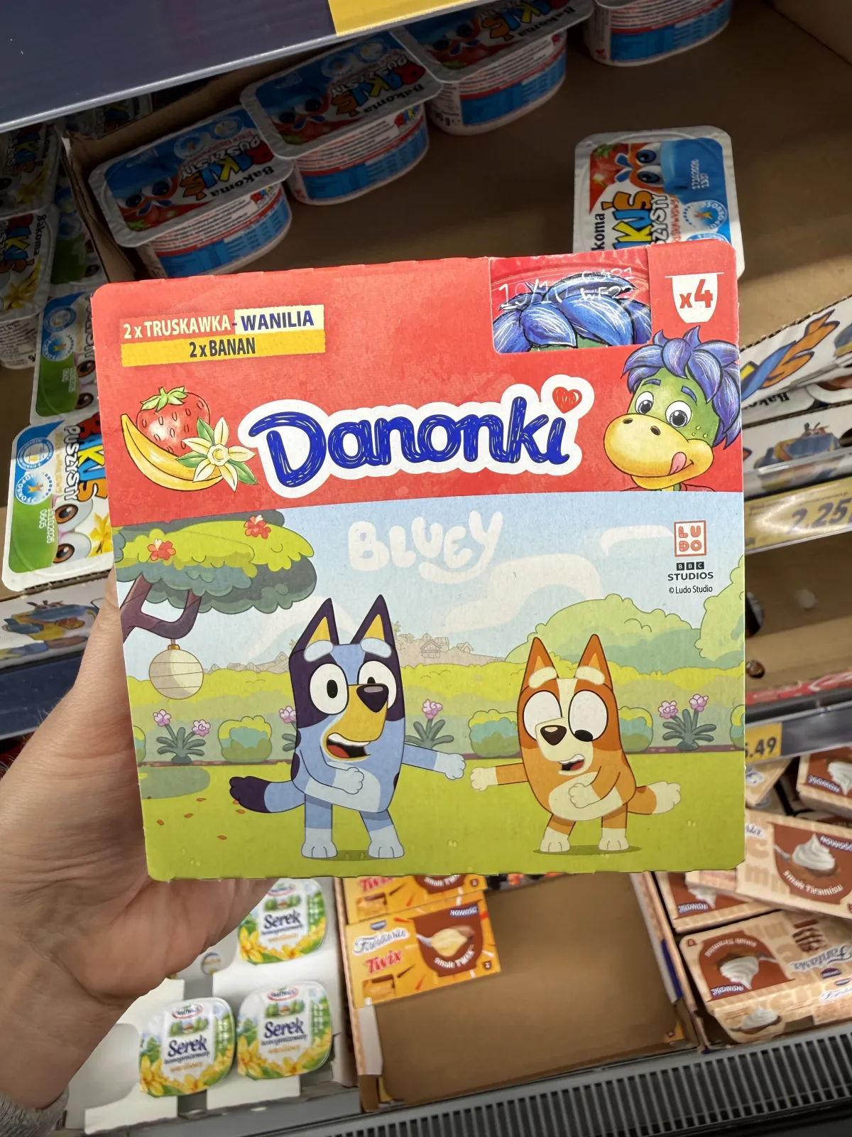 Danonki Mega Serek owocowy truskawka-wanilia i banan / Bluey | 4x90g