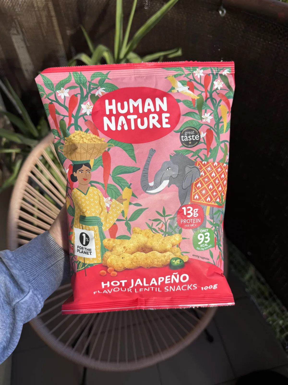 Human Nature Hot Jalapeño Flavour Lentil Snacks / Chrupki z soczewicy o smaku papryczki jalapeño | 100g