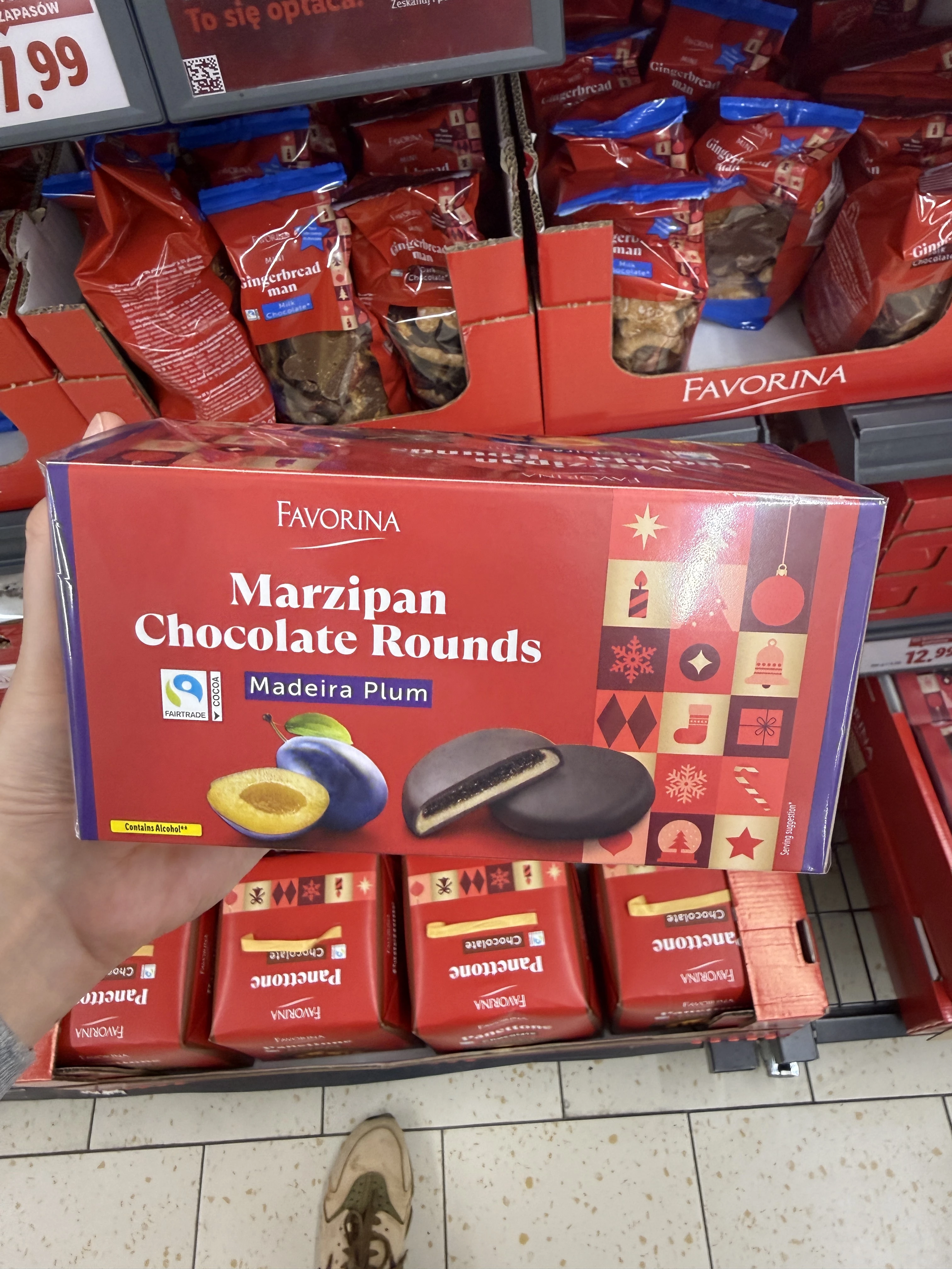 Favorina Marzipan Chocolate Rounds Madeira Plum / Krążki marcepanowe ze śliwką i winem Madeira w czekoladzie | 300g