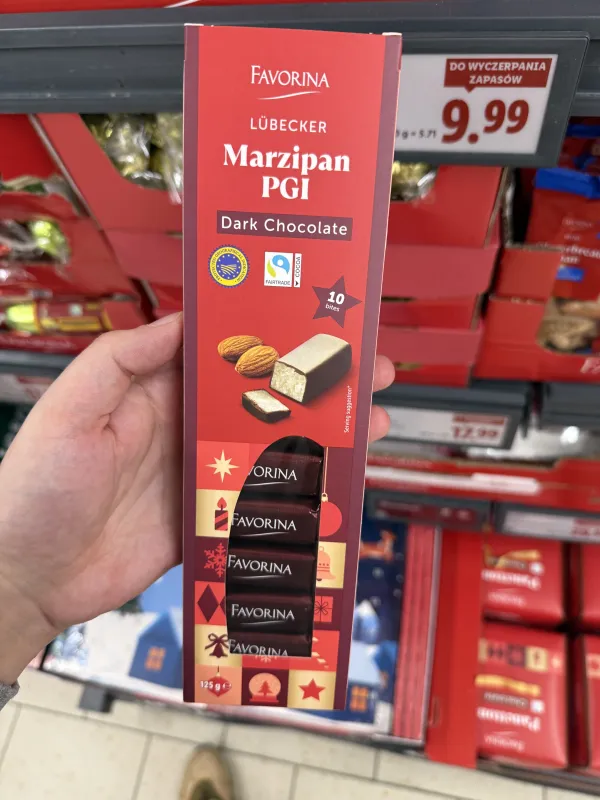 Favorina Lübecker Marzipan PGI Dark Chocolate / Marcepan lubecki w czekoladzie deserowej | 125g