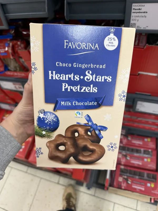 Favorina Choco Gingerbread Hearts Stars Pretzels Milk Chocolate / Pierniki w czekoladzie mlecznej | 500g