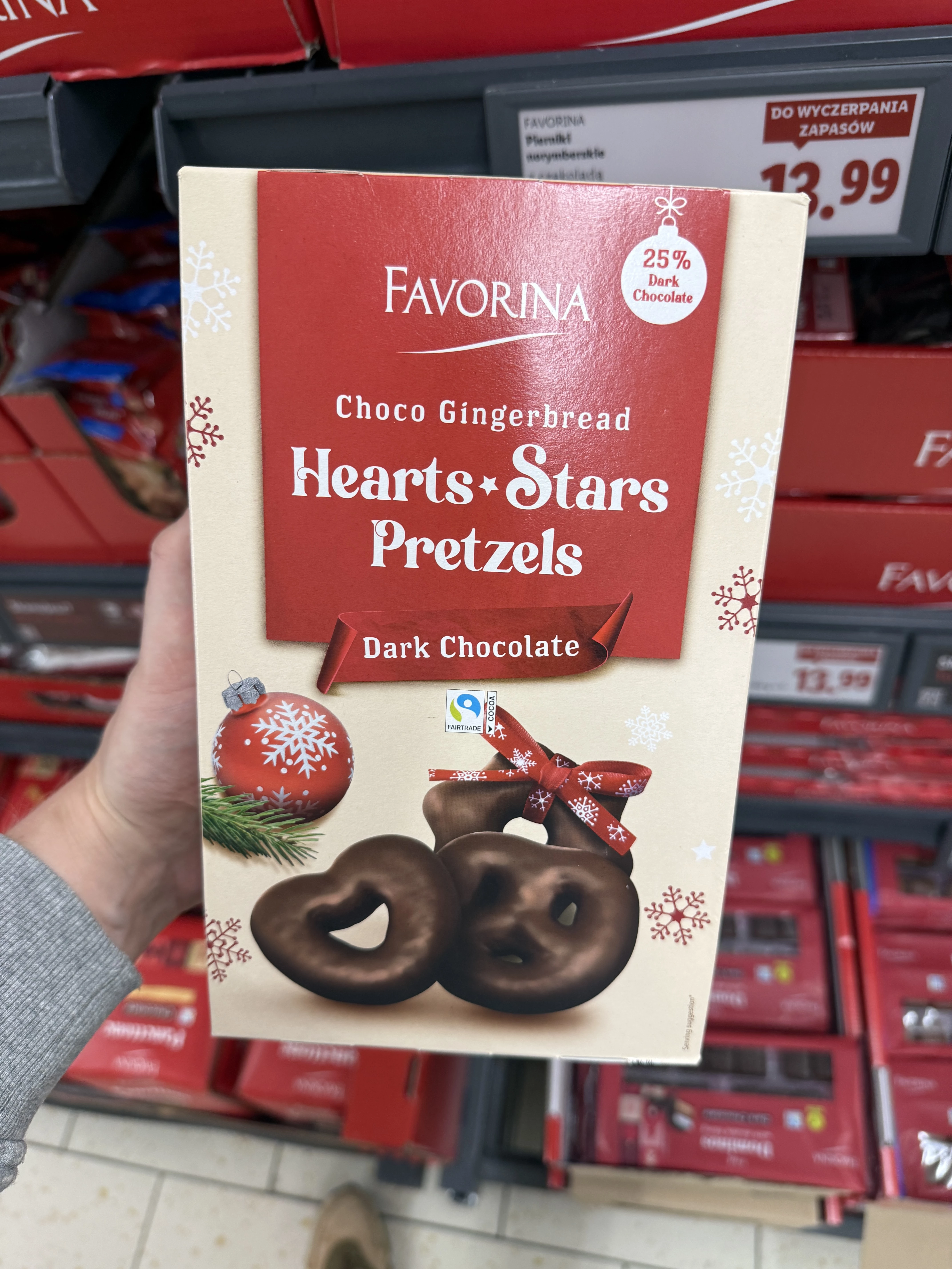 Favorina Choco Gingerbread Hearts Stars Pretzels Dark Chocolate / Pierniki w czekoladzie deserowej | 500g