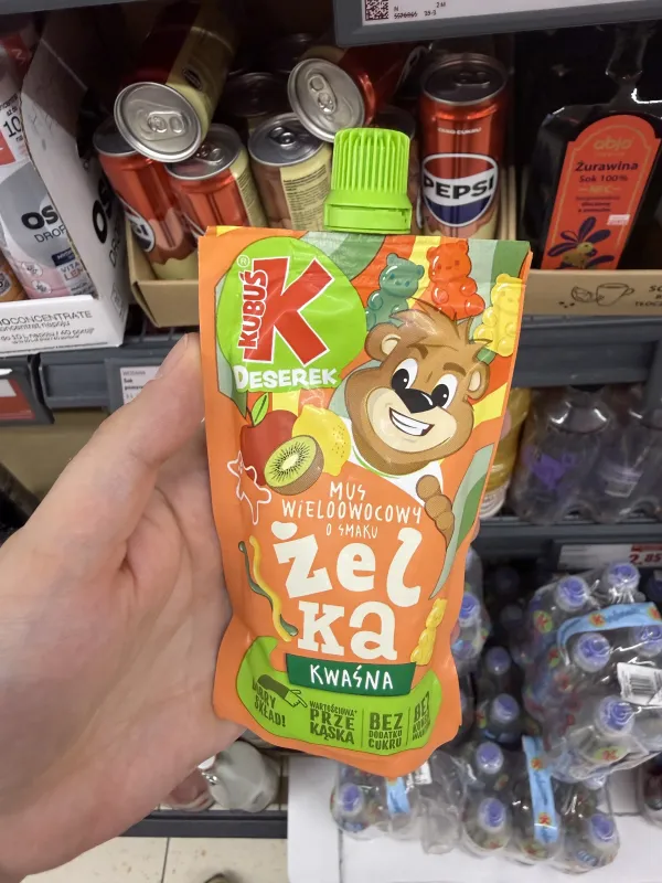 Kubuś Deserek Mus wieloowocowy o smaku kwaśnej żelki | 100g