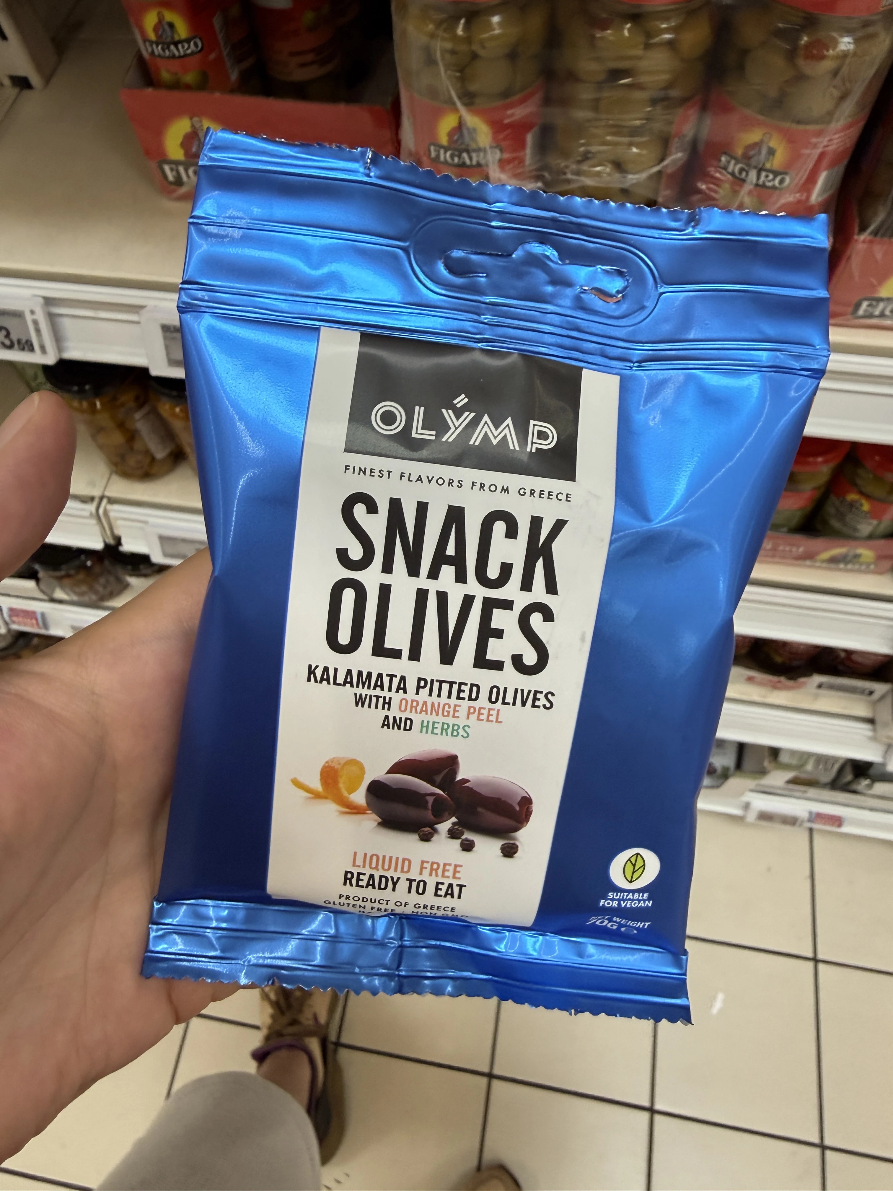 Olymp Snack Olives Kalamata Pitted Olives with Orange Peel and Herbs / Olymp Snack Olives oliwki Kalamata ze skórką pomarańczową i ziołami | 70g