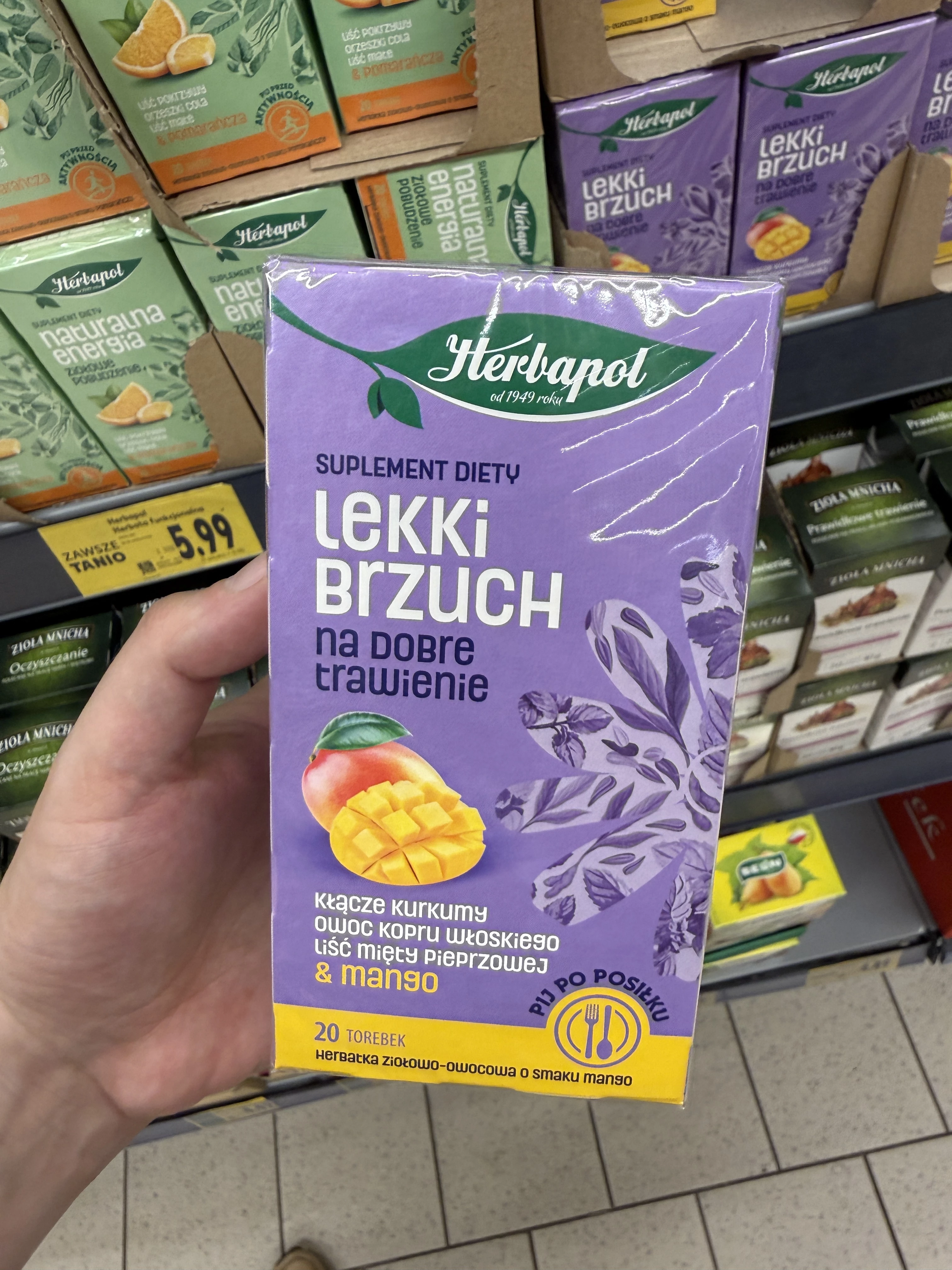 Herbapol Lekki Brzuch Herbatka ziołowo-owocowa o smaku mango | 36g
