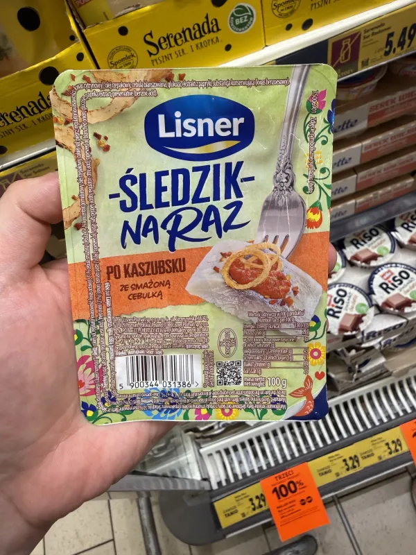 Lisner Śledzik na raz po kaszubsku ze smażoną cebulką | 100g