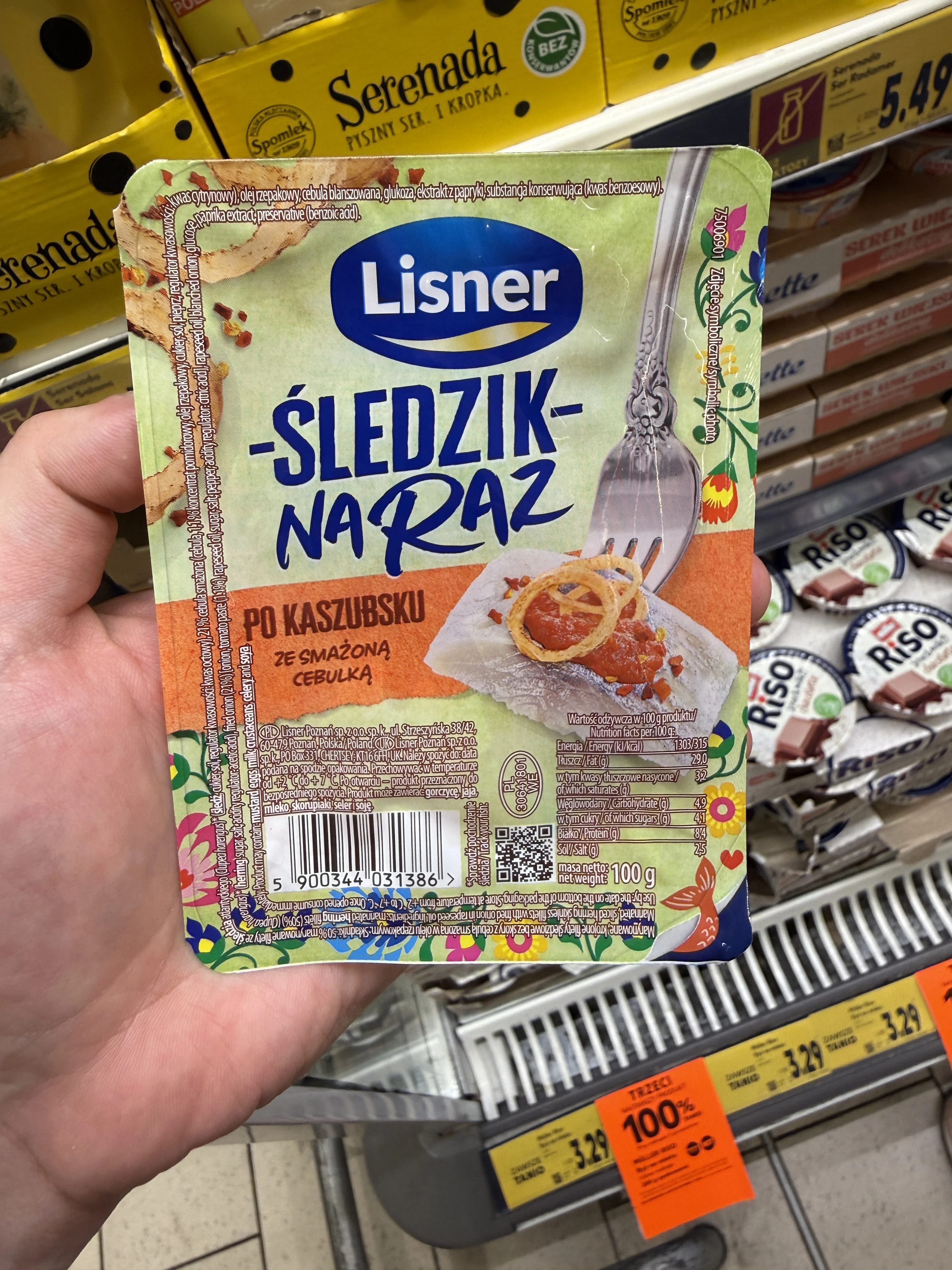 Lisner Śledzik na raz po kaszubsku ze smażoną cebulką | 100g