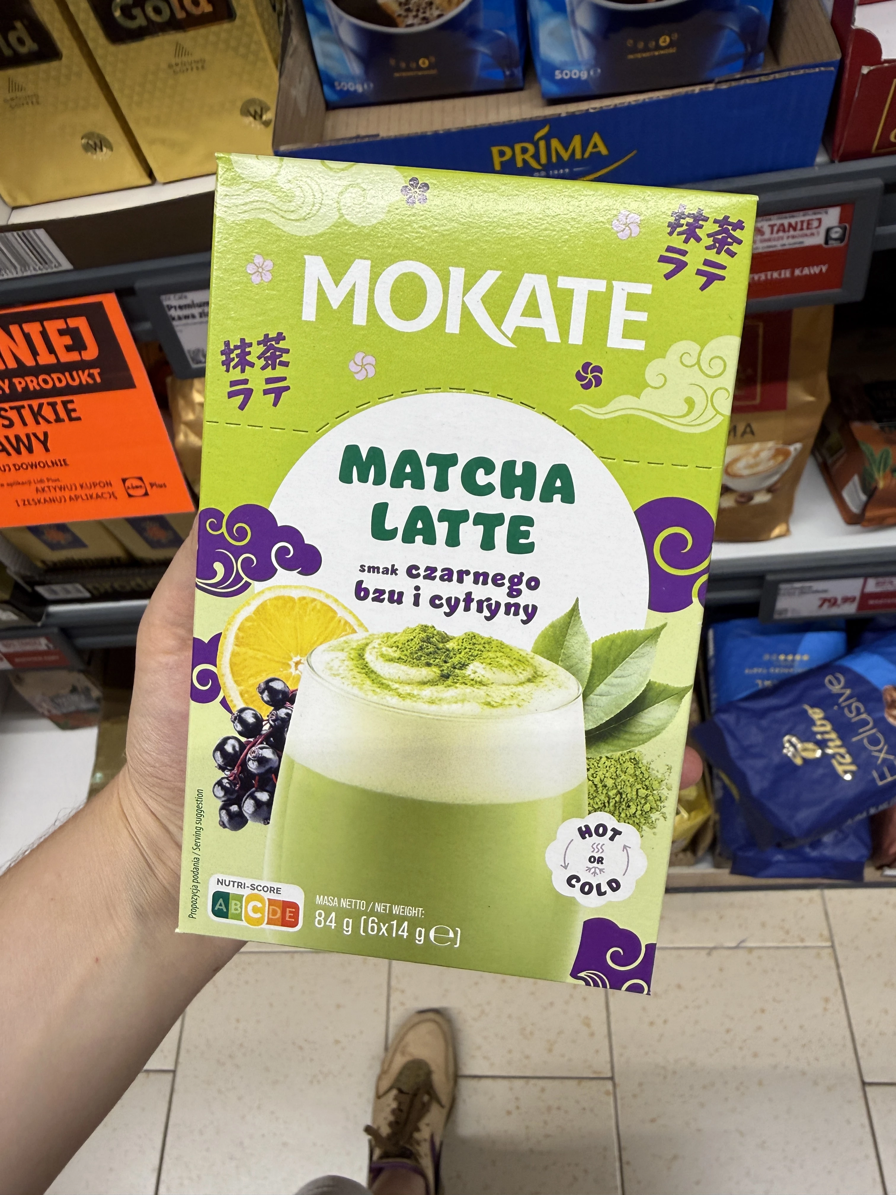 Mokate Matcha Latte smak czarnego bzu i cytryny | 84g