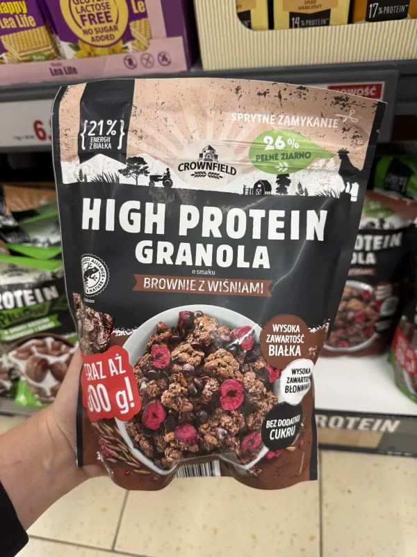 Crownfield High Protein Granola Brownie z Wiśniami | 300g
