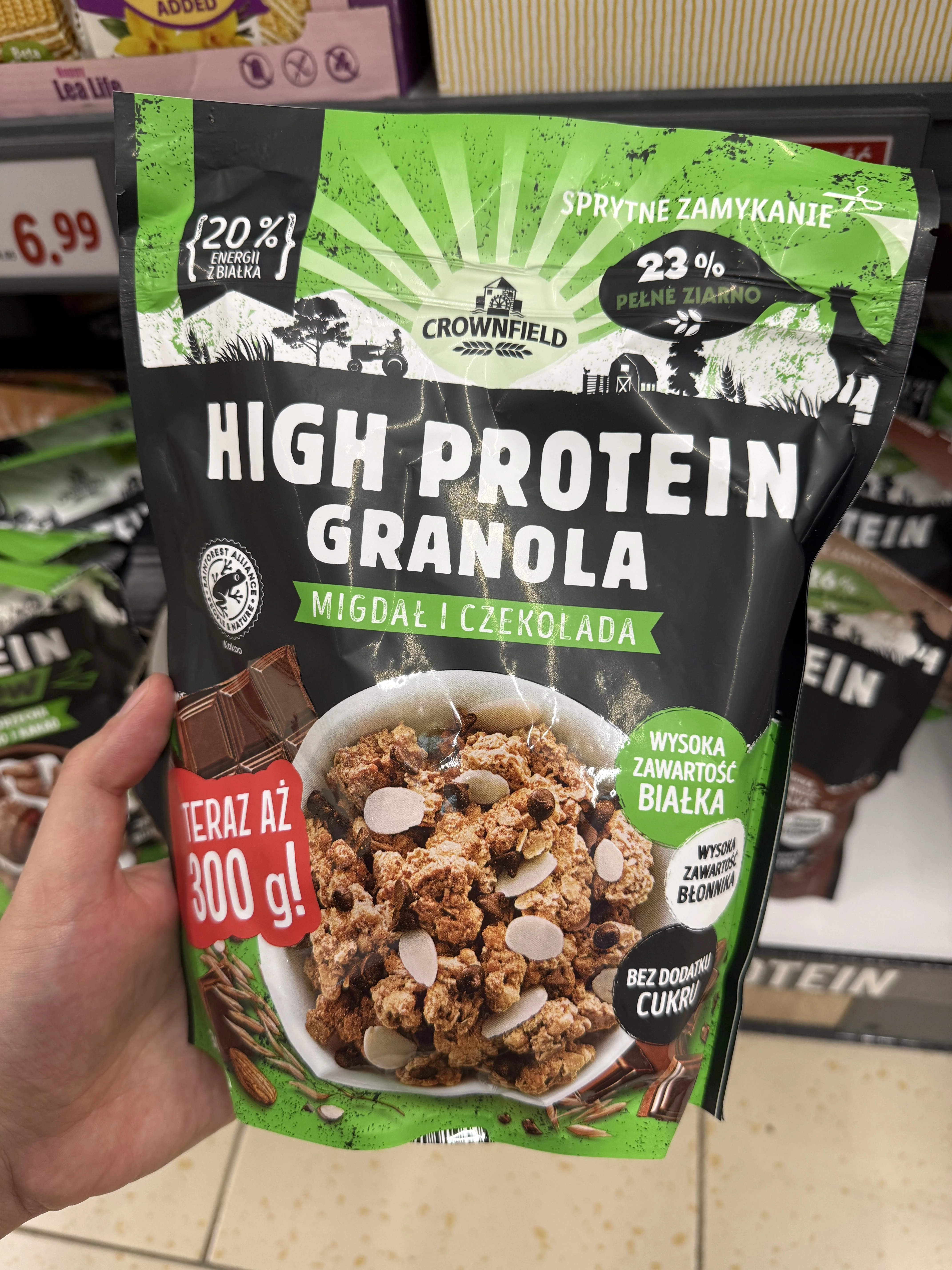 Crownfield Granola proteinowa migdał i czekolada | 300g