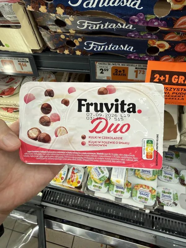 Fruvita Duo jogurt z kulkami w czekoladzie wiśniowym | 113g