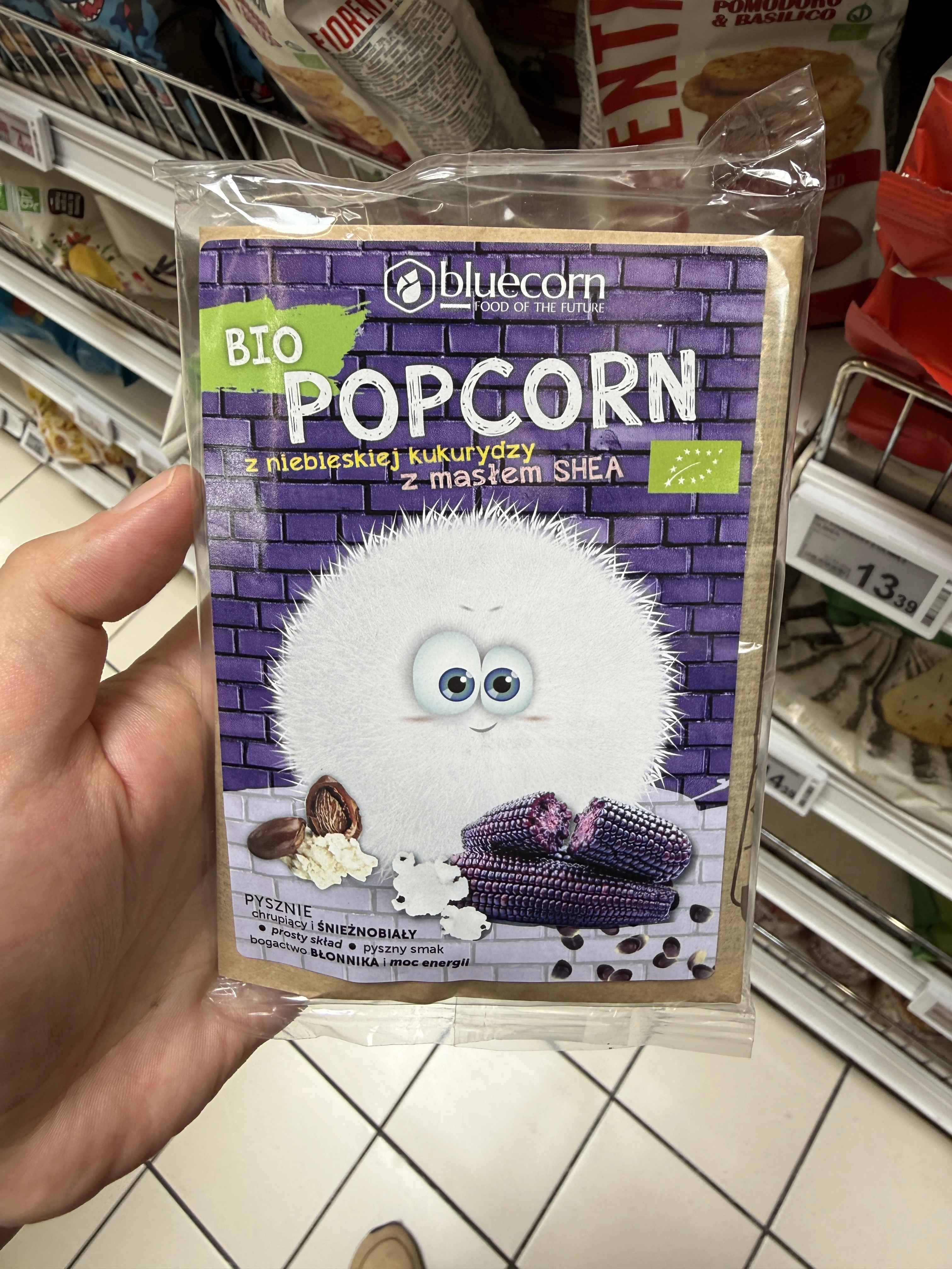 Bluecorn Bio Popcorn z niebieskiej kukurydzy z masłem Shea i solą | 100g