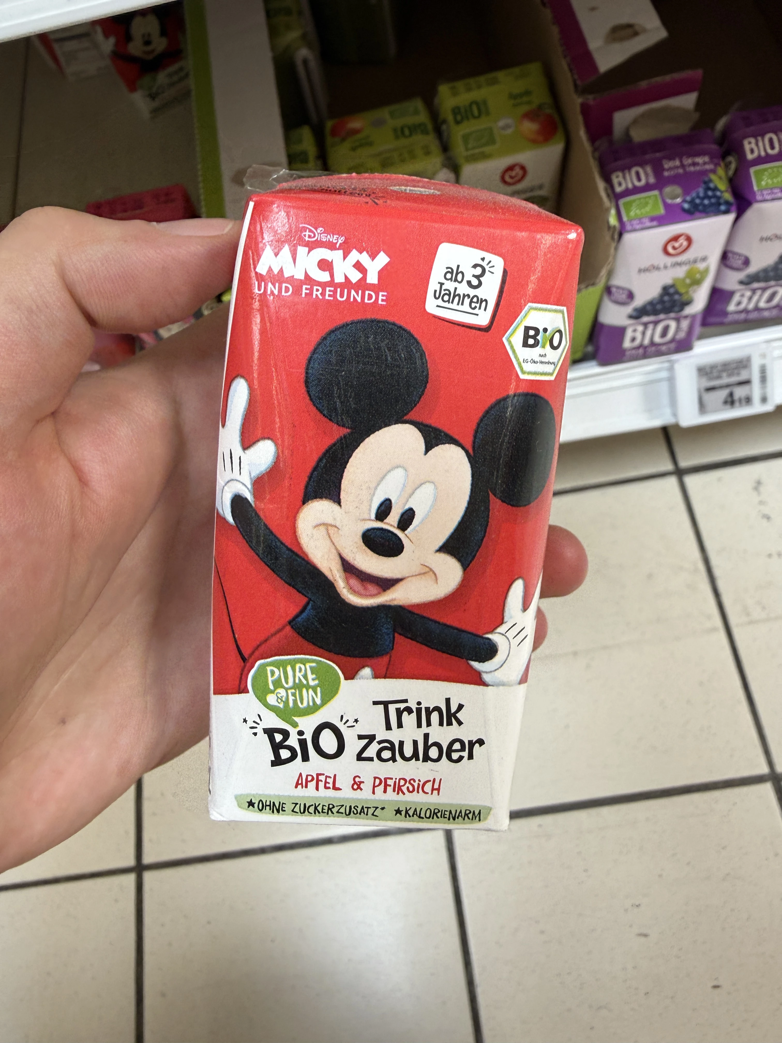 Pure&Fun Napój ekologiczny jabłko-brzoskwinia / Bio Trinkzauber Apfel & Pfirsich Disney Micky und Freunde | 200ml