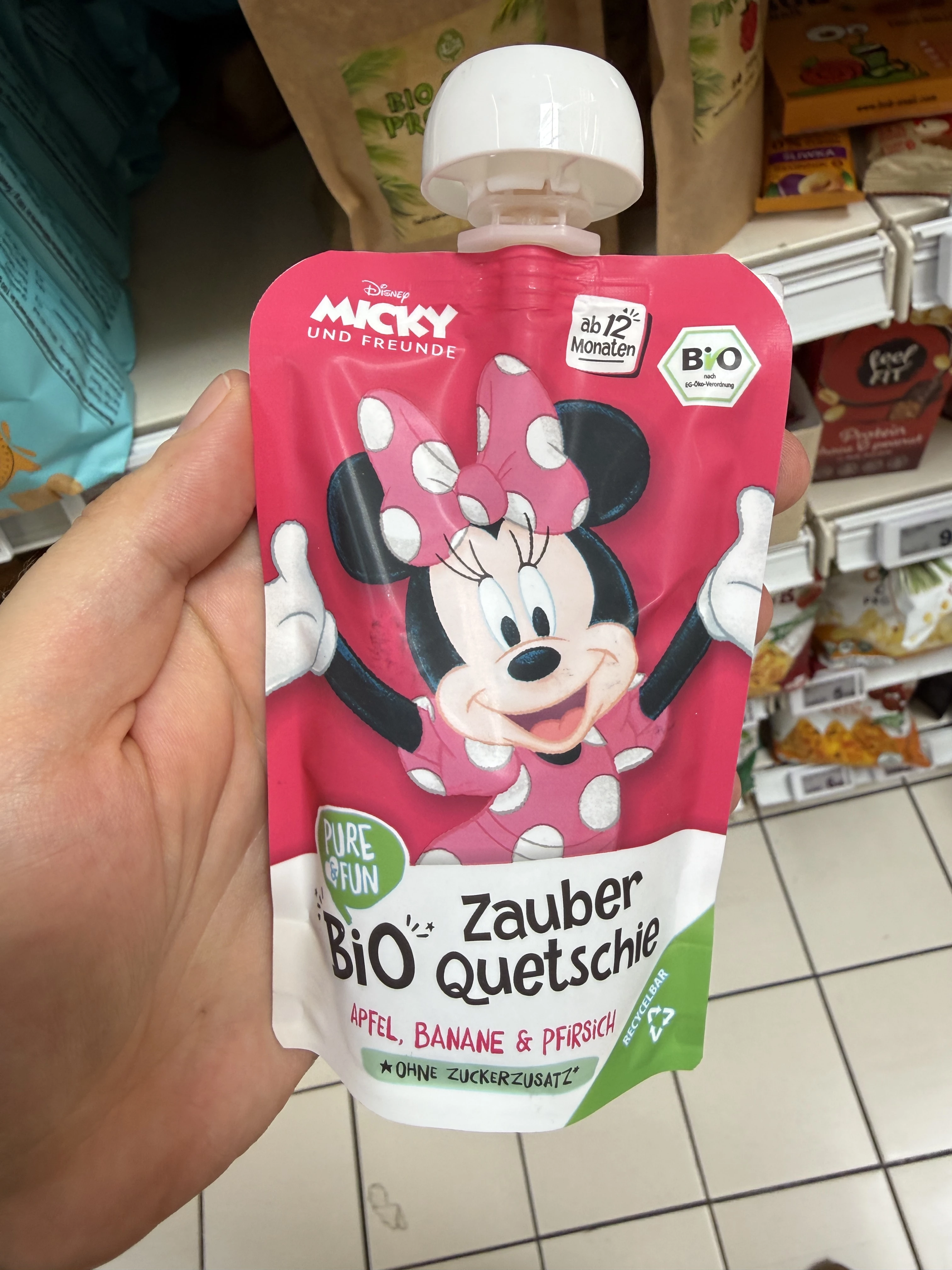 Pure & Fun Bio Zauber Quetschie Minnie Apfel, Banane & Pfirsich | 100g