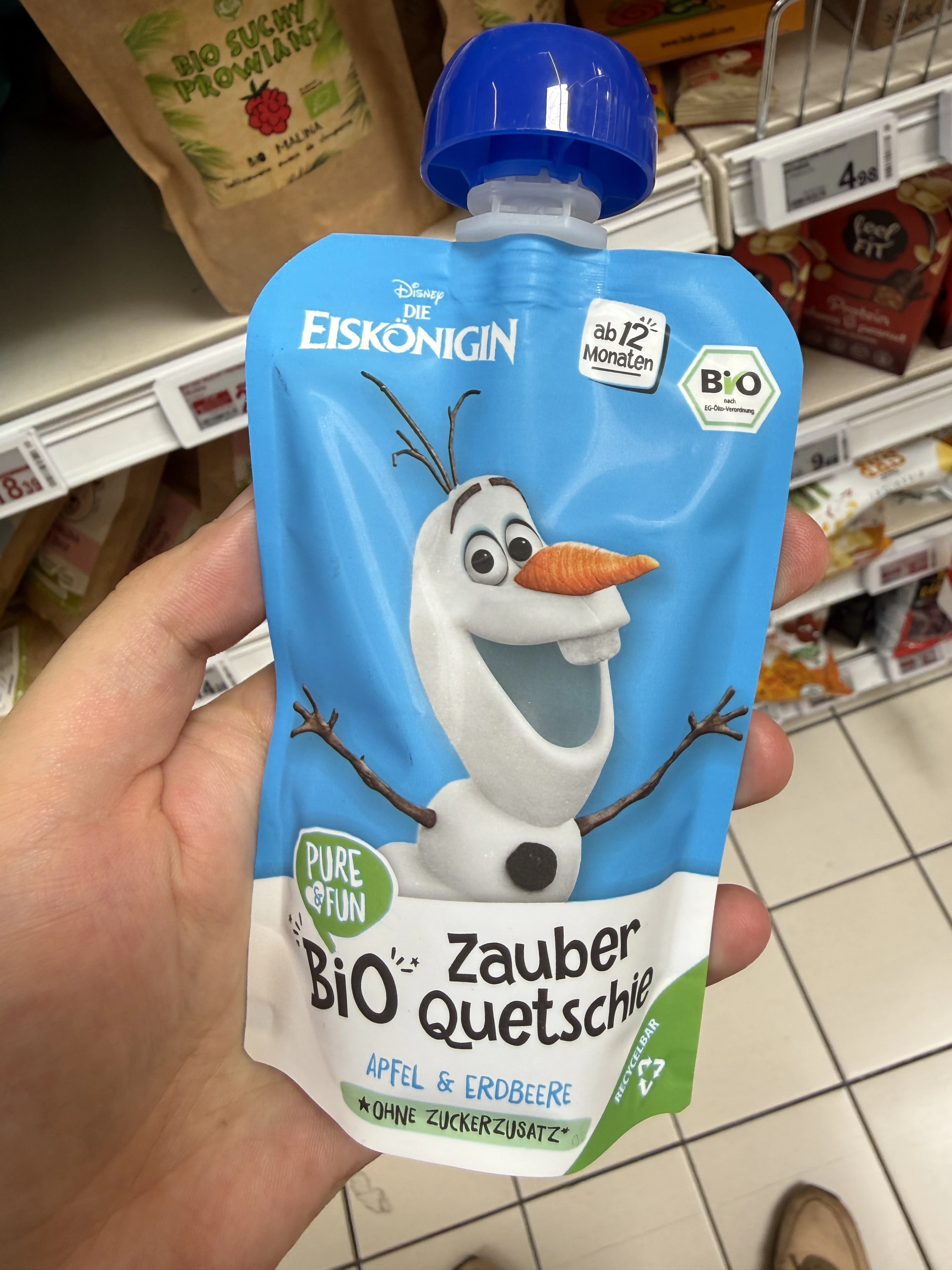Pure&Fun Bio Zauber Quetschie Olaf Apfel & Erdbeere | 100g