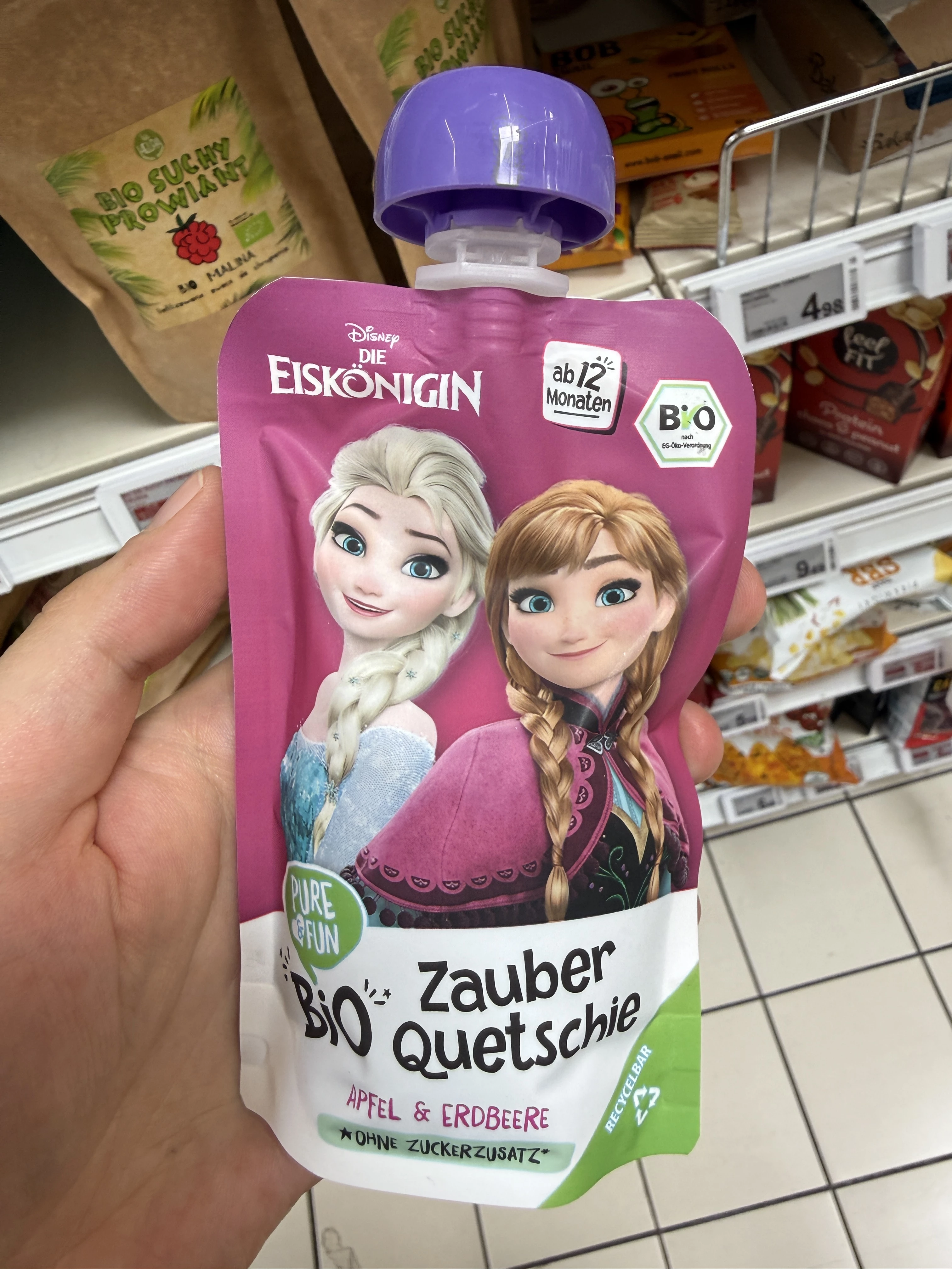 Pure & Fun Disney Frozen Bio Quetschie Apfel & Erdbeere | 100g
