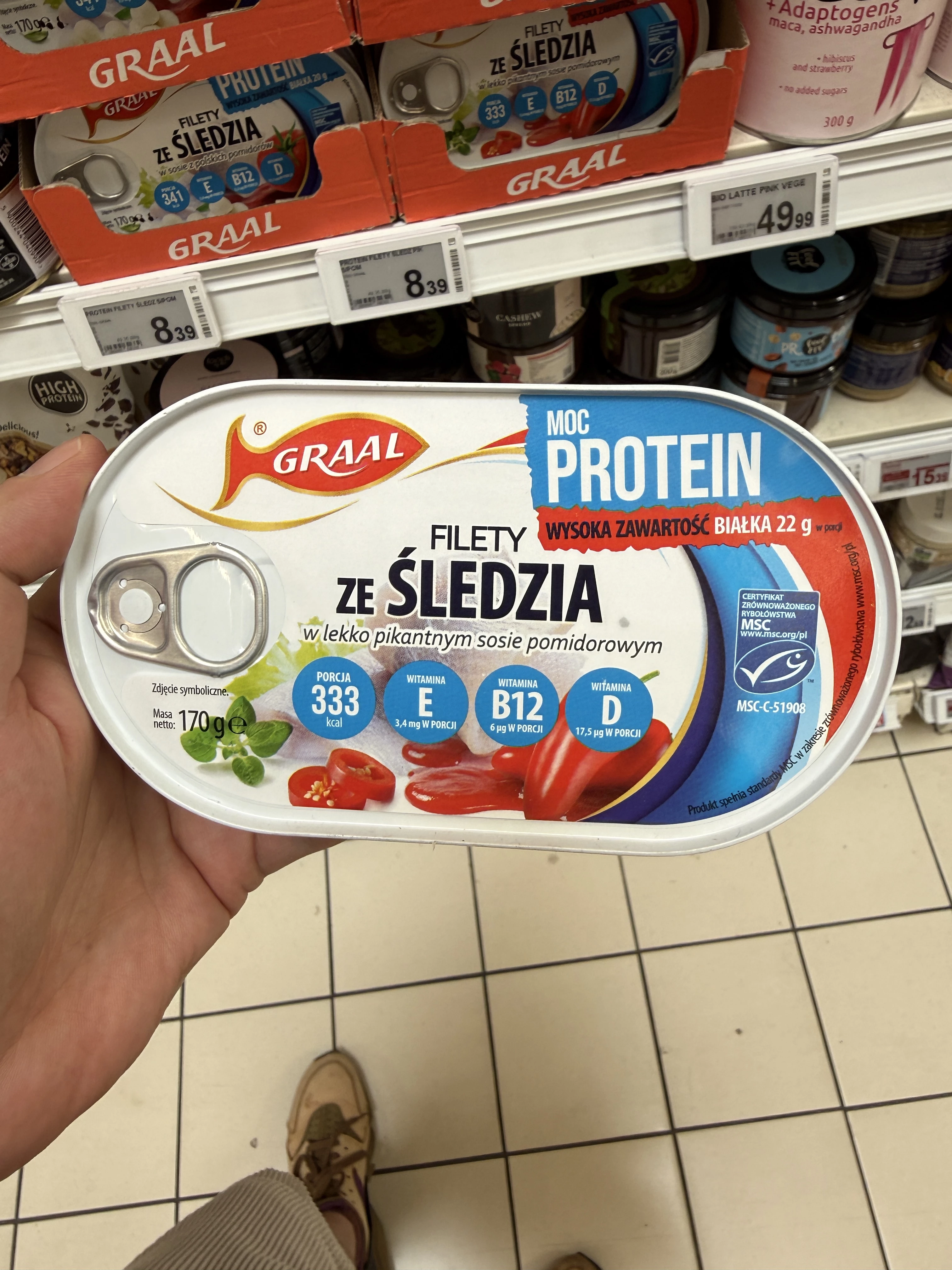 Graal Moc Protein Filety ze Śledzia w lekko pikantnym sosie pomidorowym | 170g