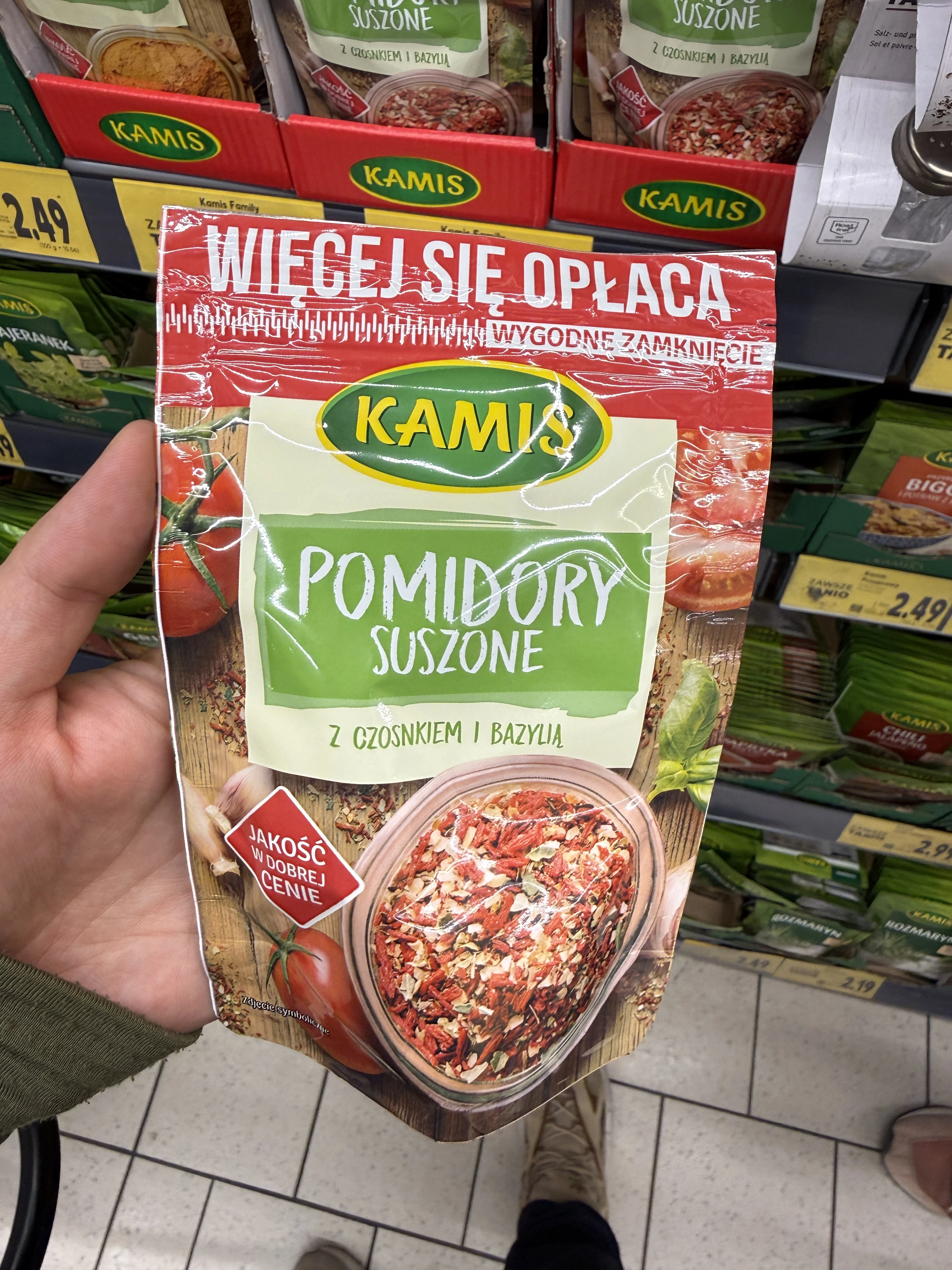 Kamis Family Pomidory Suszone z Czosnkiem i Bazylią | 50g