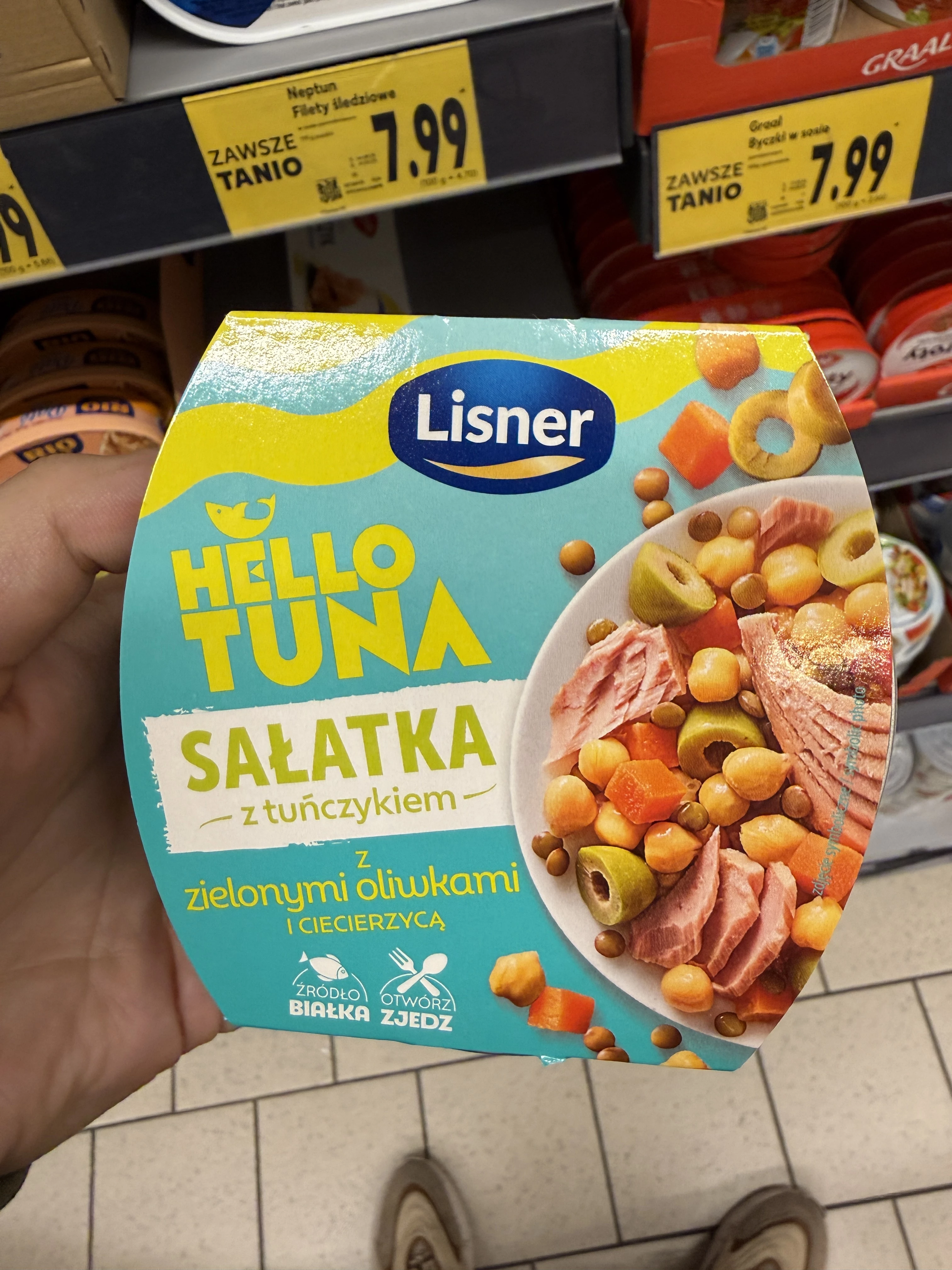 Lisner Hello Tuna Sałatka z tuńczykiem z zielonymi oliwkami i ciecierzycą | 160g