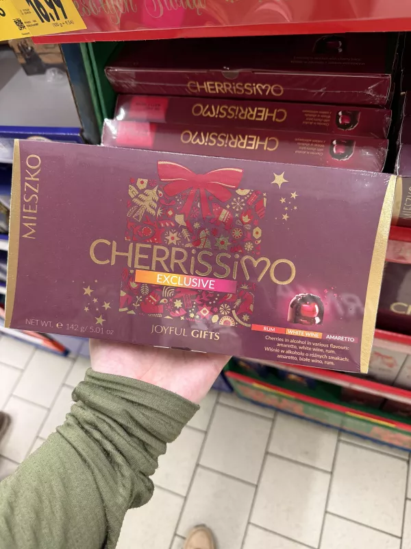 Mieszko Joyful Gifts Cherrissimo Exclusive / Praliny z wiśnią w alkoholu: rum, białe wino, amaretto | 142g
