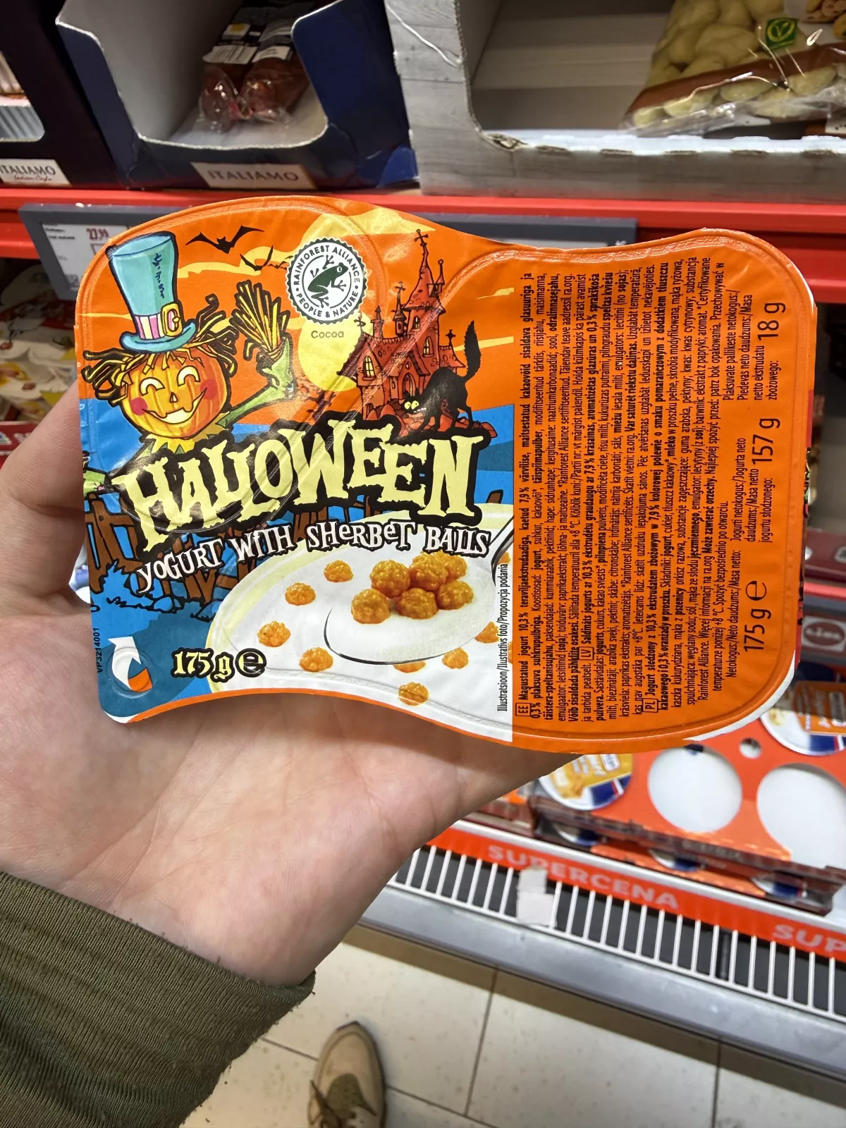 Halloween Yogurt with Sherbet Balls / Jogurt słodzony z kulkami zbożowymi w polewie o smaku pomarańczowym | 175g