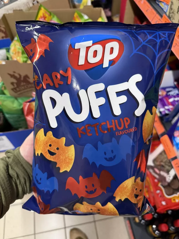 Top Scary Puffs Ketchup Flavoured / Przekąski ziemniaczane o smaku ketchupowym | 100g