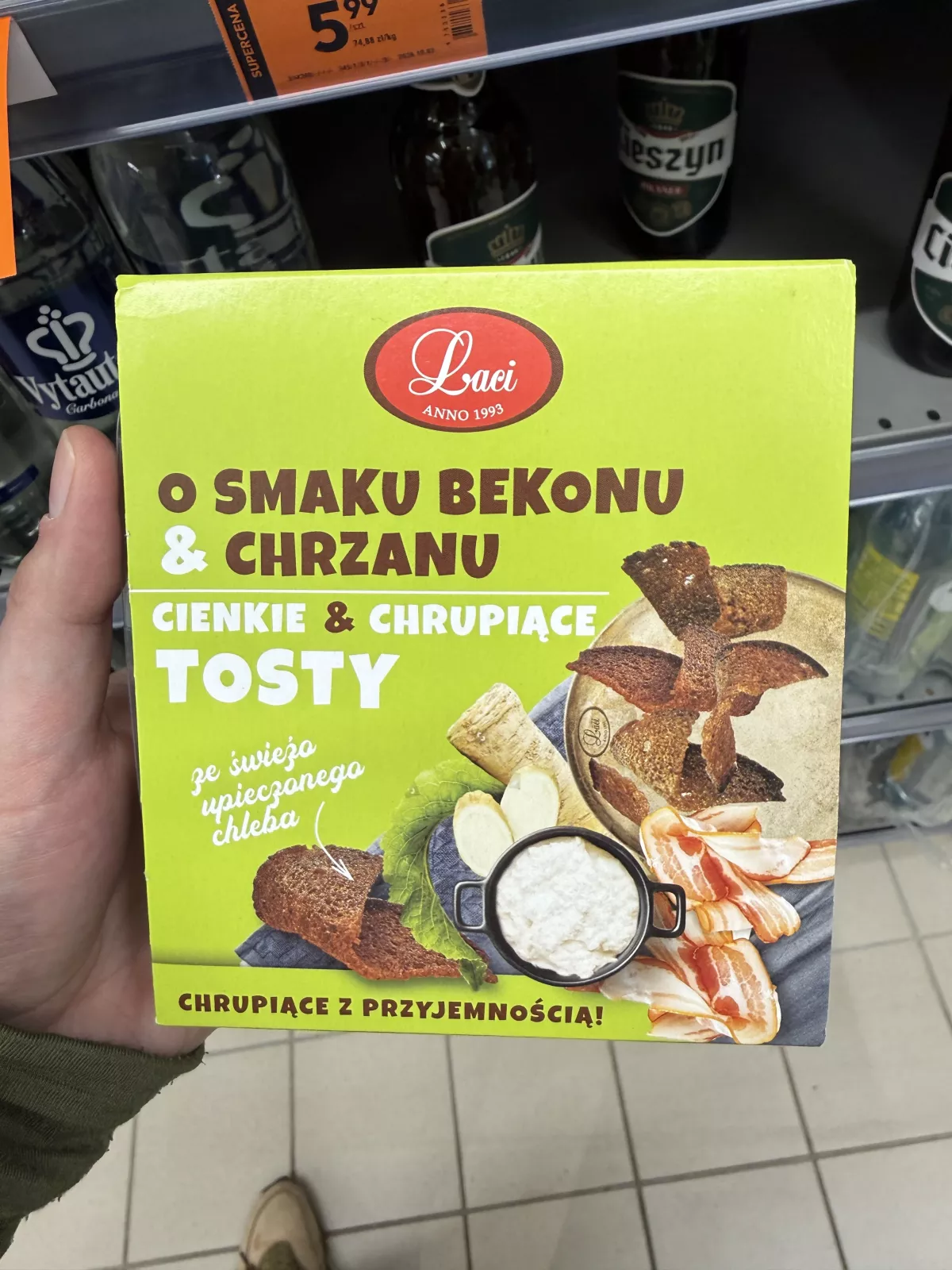 Lāči Cienkie & chrupiące tosty o smaku bekonu & chrzanu | 80g
