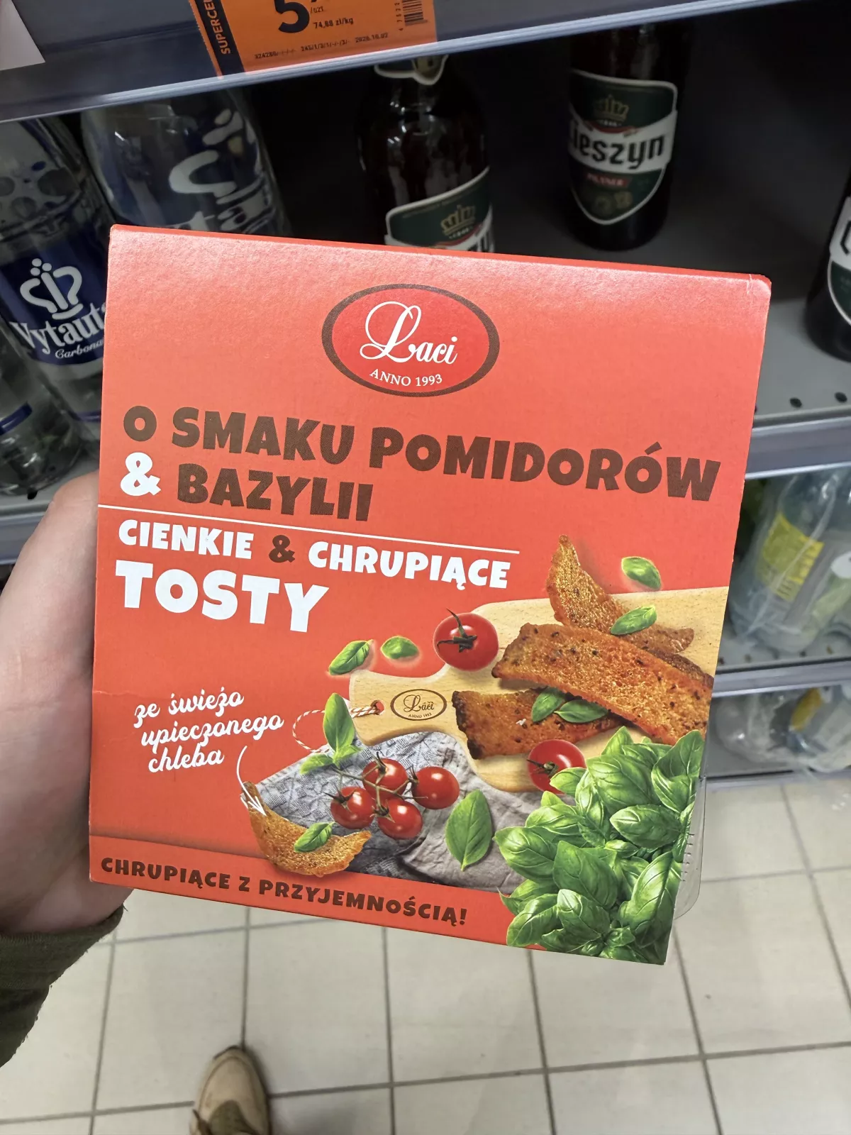 Lāči Cienkie & chrupiące tosty o smaku pomidorów & bazylii | 80g