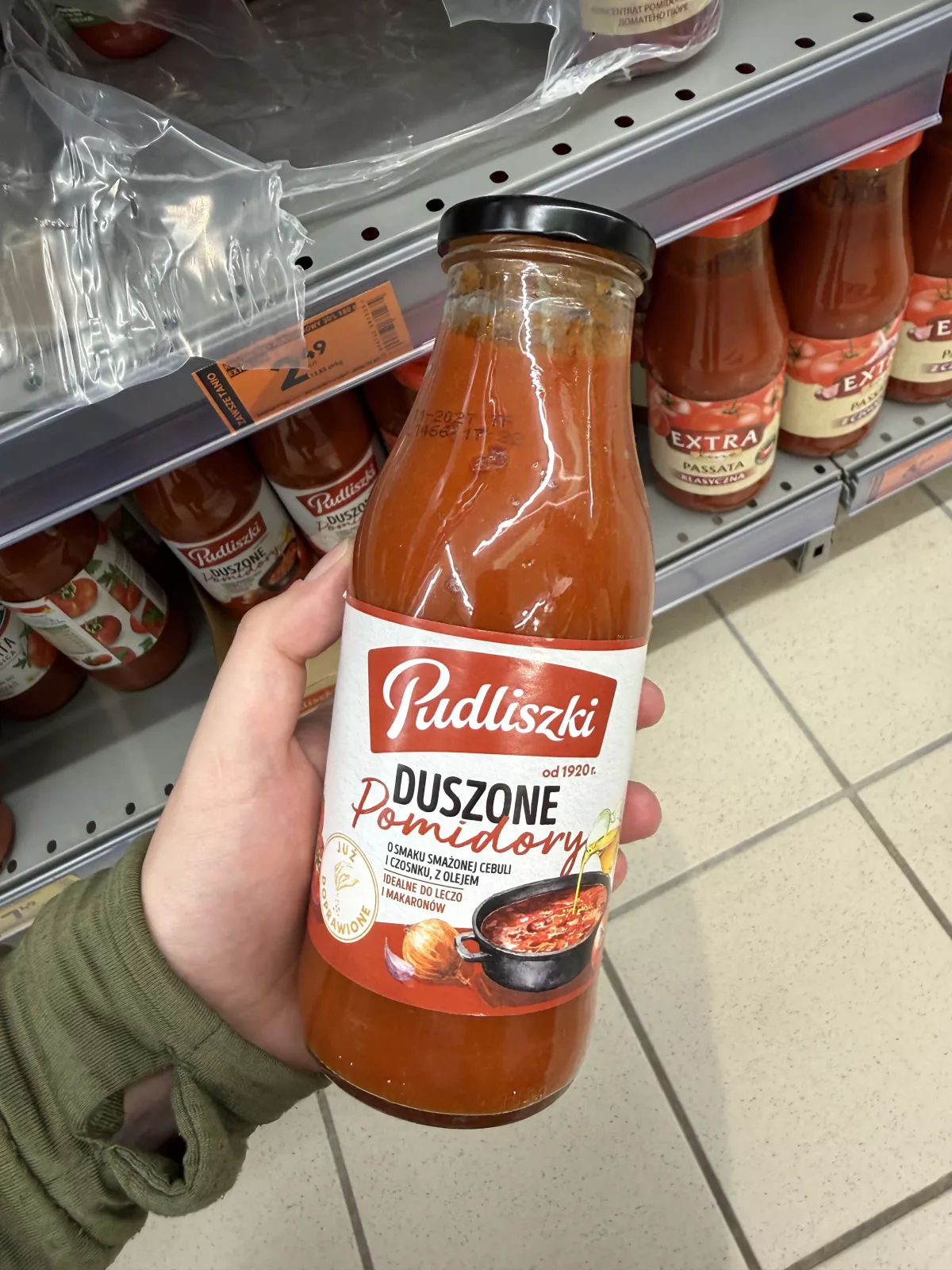Pudliszki Duszone Pomidory o smaku smażonej cebuli i czosnku, z olejem | 500g