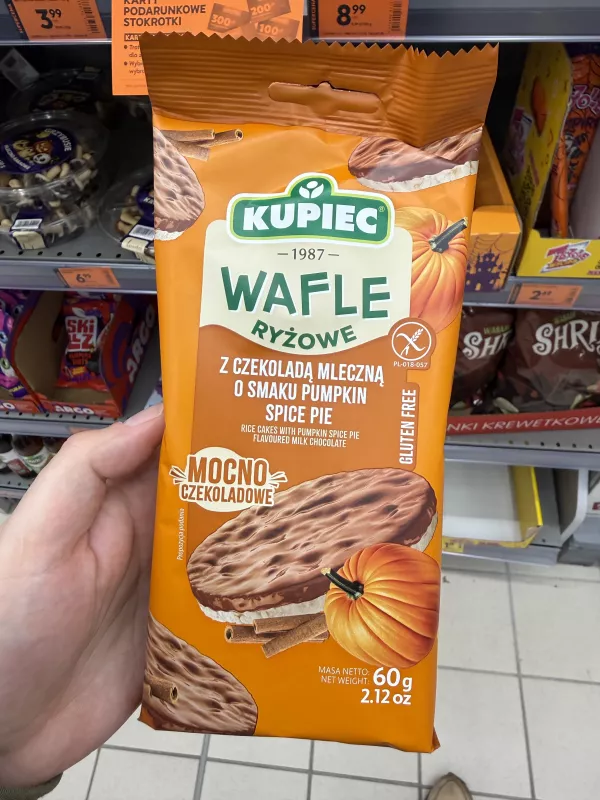 Kupiec Wafle ryżowe z czekoladą mleczną o smaku Pumpkin Spice Pie | 60g
