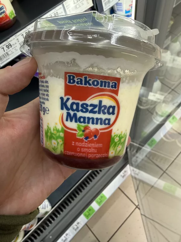 Bakoma Kaszka Manna z nadzieniem o smaku czerwonej porzeczki | 230g