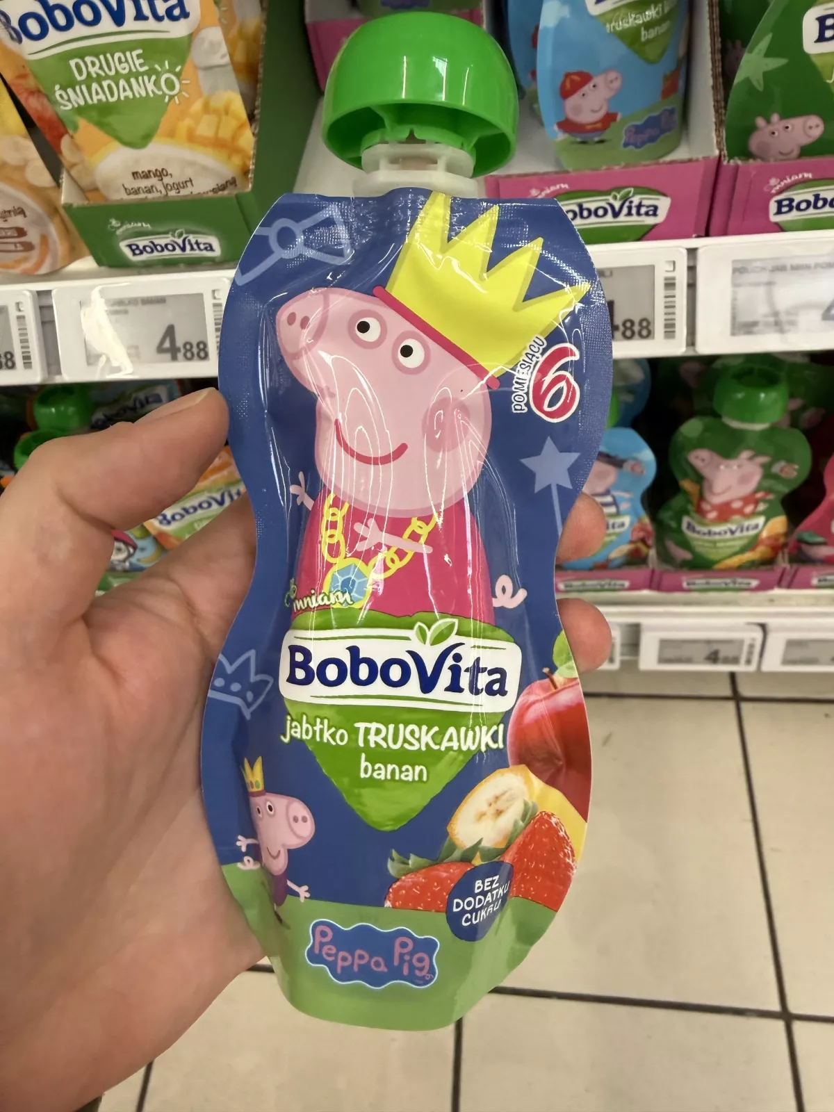 BoboVita Peppa Pig Mus jabłko, truskawki, banan (w koronie) | 100g