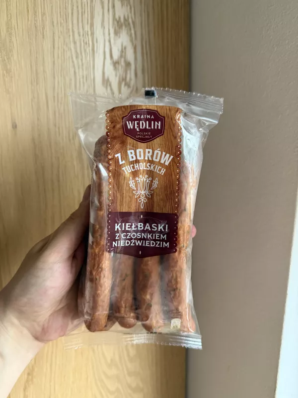Kraina Wędlin Kiełbaski z czosnkiem niedźwiedzim Z Borów Tucholskich | 300g