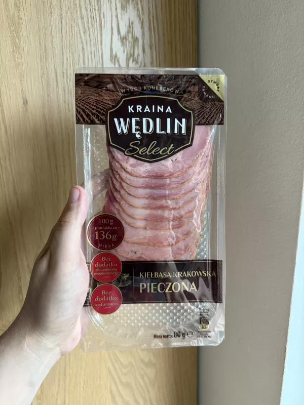Kraina Wędlin Select Kiełbasa Krakowska Pieczona | 80g