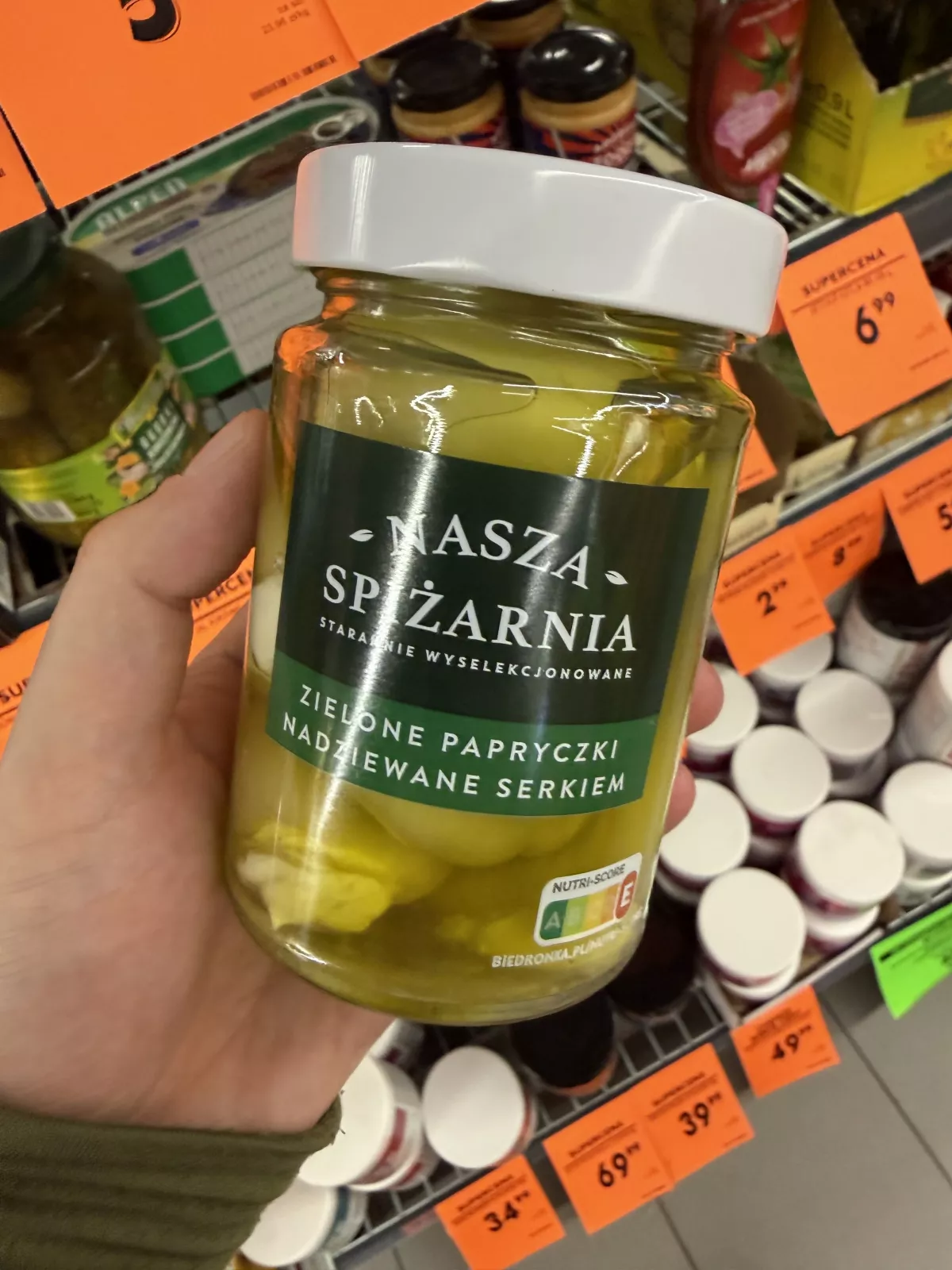 Nasza Spiżarnia Zielone papryczki nadziewane serkiem | 270g