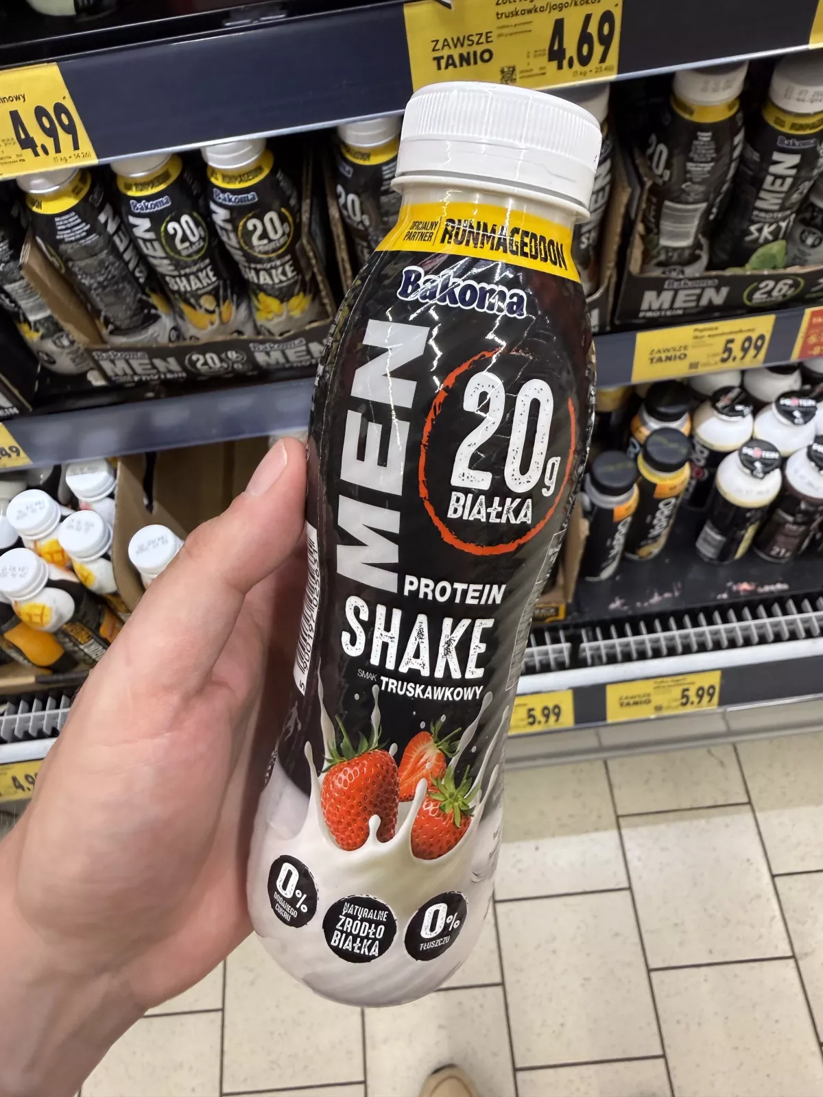 Bakoma Men Protein Shake smak truskawkowy | 380g / 358ml
