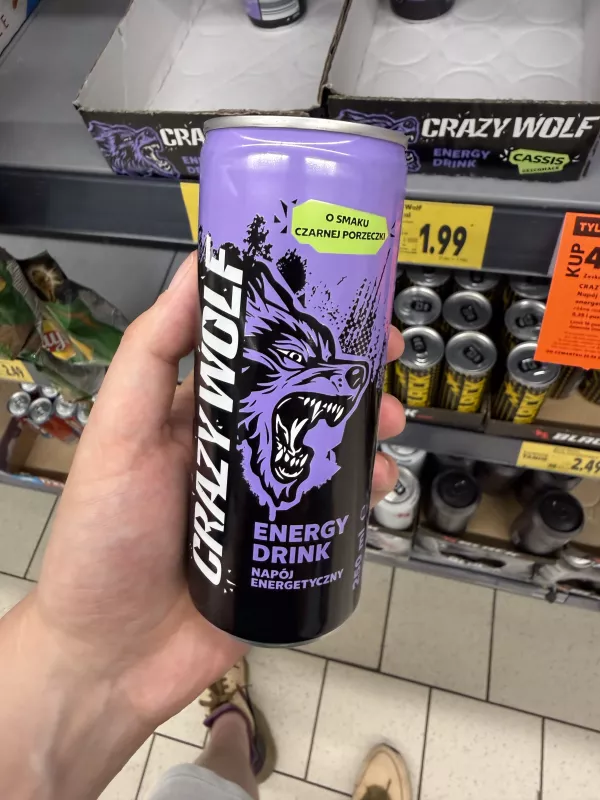 Crazy Wolf Energy Drink o smaku czarnej porzeczki | 250ml