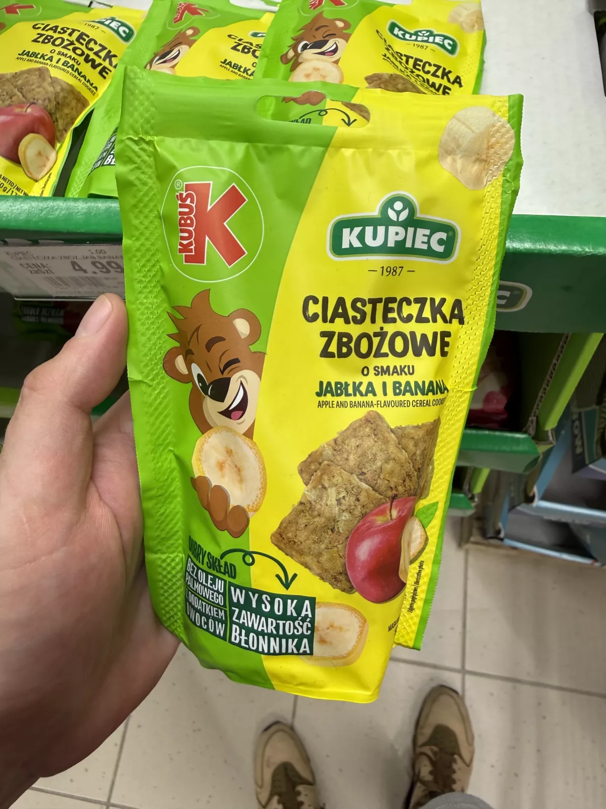 Kupiec & Kubuś Ciasteczka zbożowe o smaku jabłka i banana | 50g