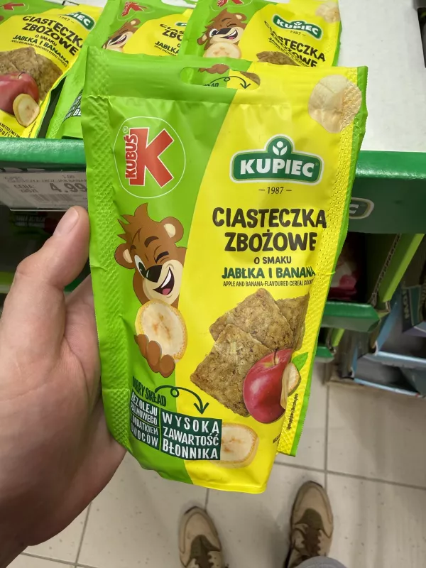 Kupiec & Kubuś Ciasteczka zbożowe o smaku jabłka i banana | 50g