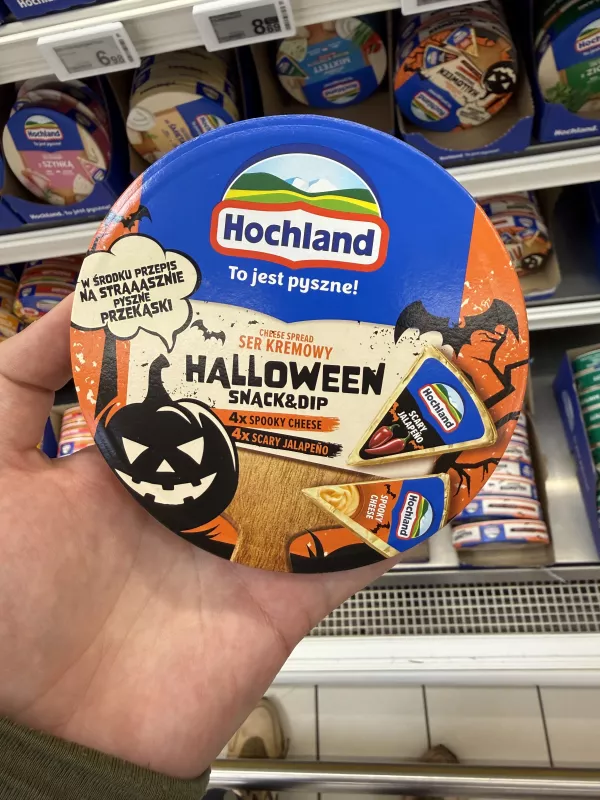 Hochland Ser kremowy Halloween Snack & Dip w trójkącikach | 140g
